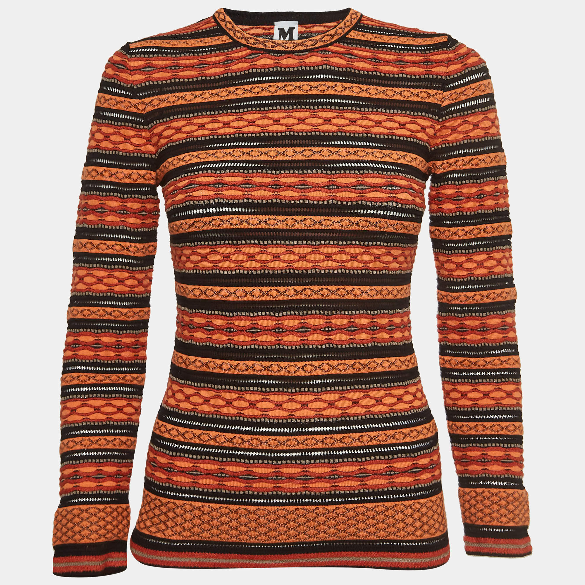مملوكة مسبقًا M Missoni Orange Patterned Knit Top S