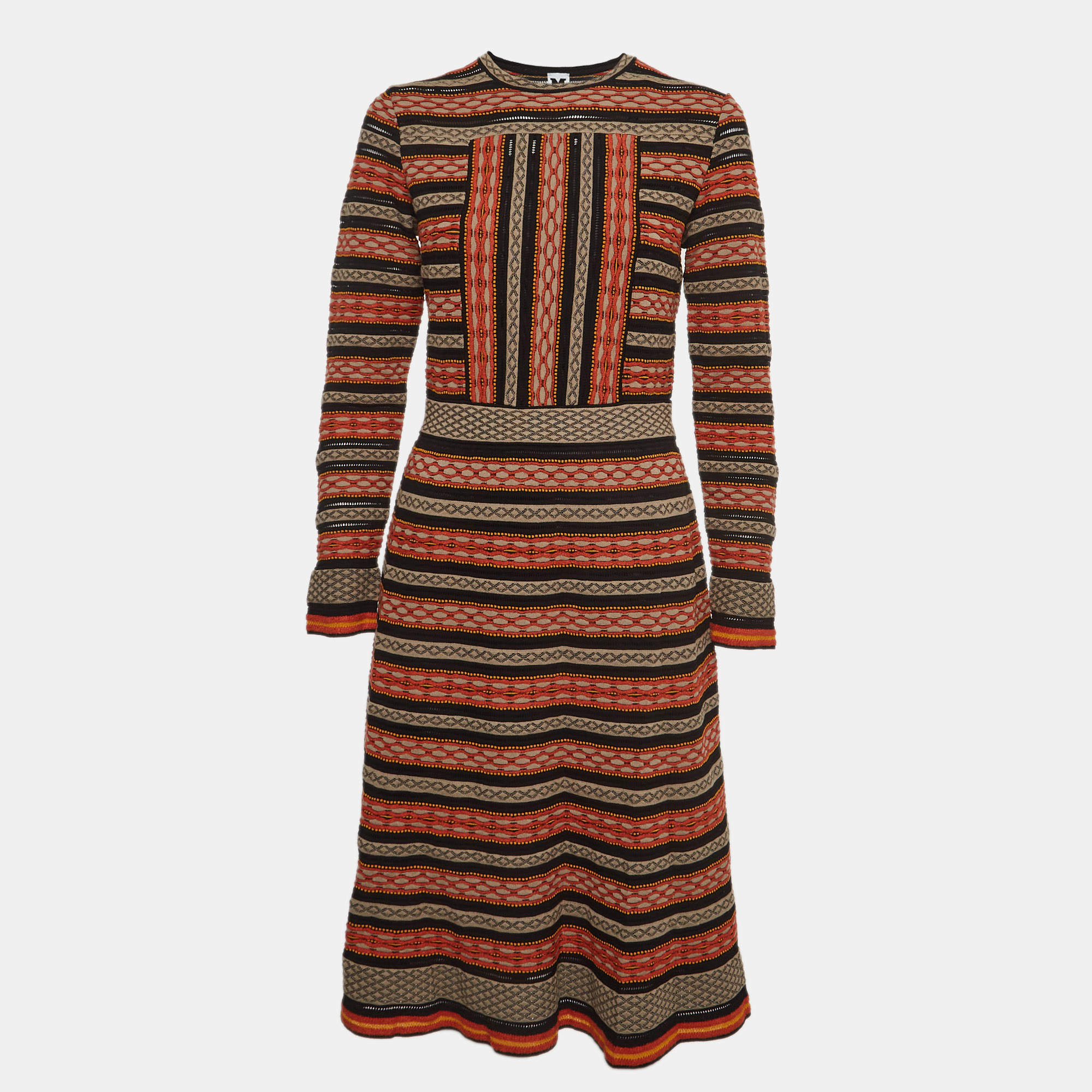 Pre Owned M Missoni Multicolor Patterned Knit Short Dress M
