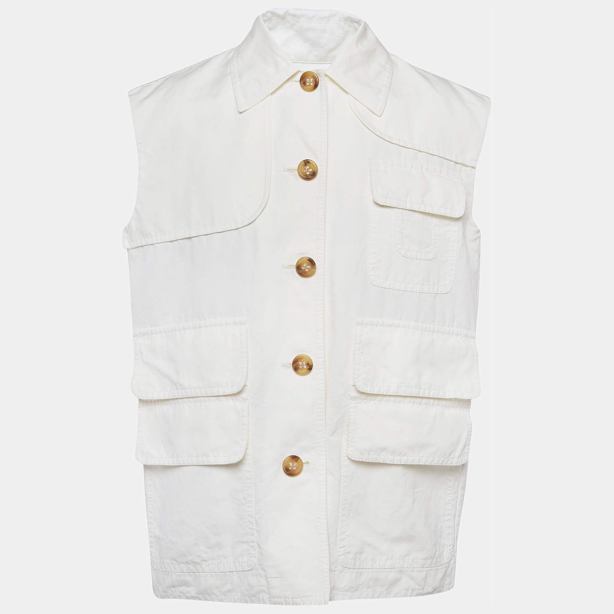 Pre Owned M Missoni White Cotton Blend Vest M