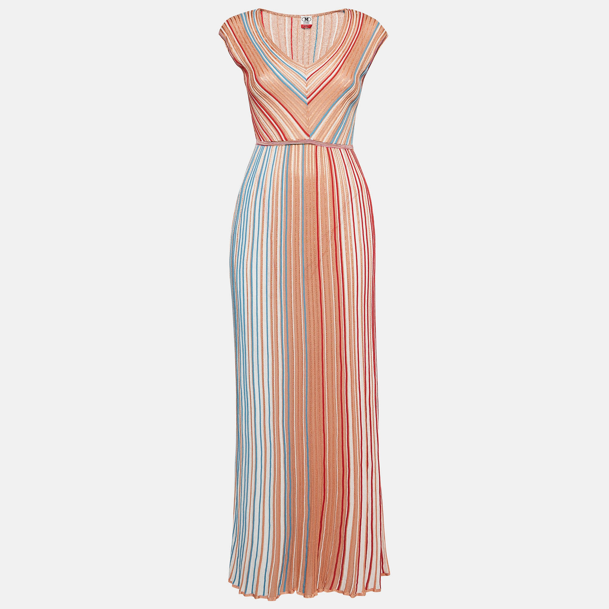 مملوكة مسبقًا M Missoni Multicolor Stripe Knit Sleeveless Maxi Dress M