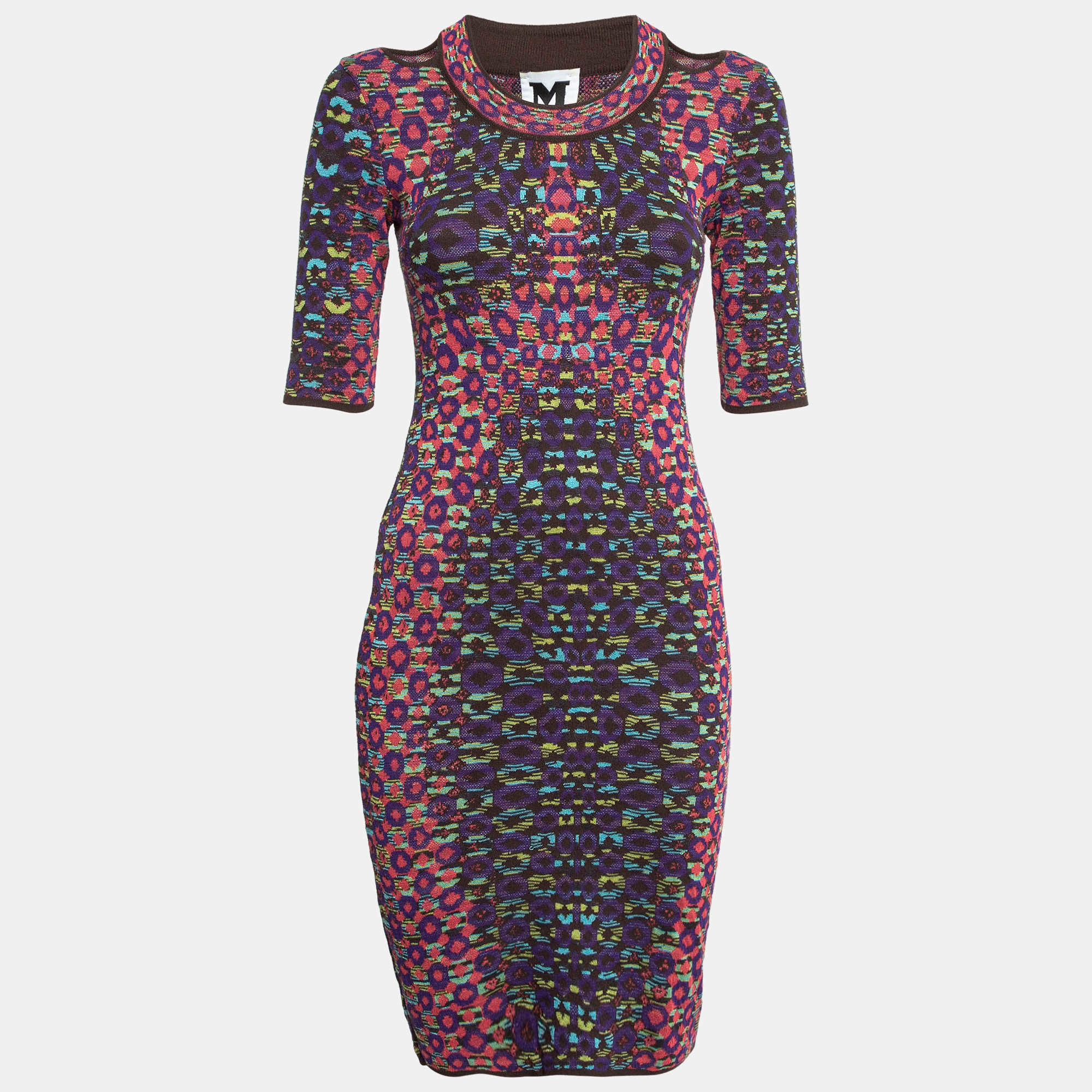 Pre Owned M Missoni Multicolor Patterned Knit Midi Dress S