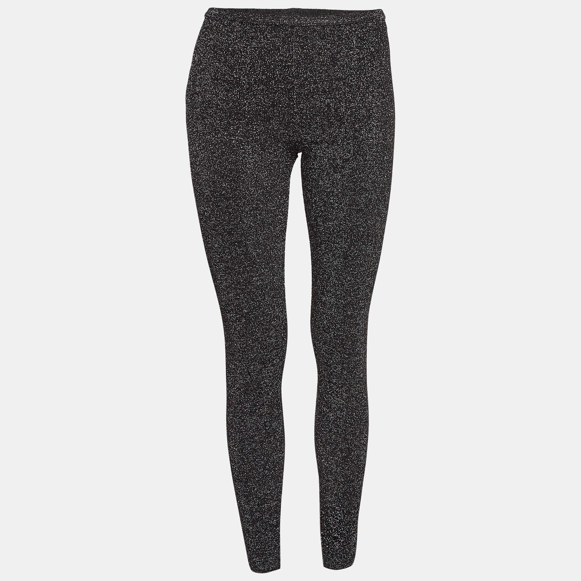 Pre Owned M Missoni Black Lurex Knit Leggings S