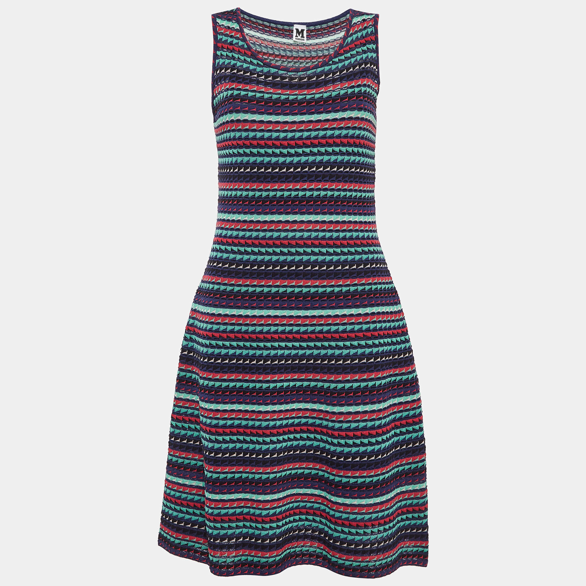 Pre Owned M Missoni Multicolor Patterned Knit Sleeveless Midi Dress M