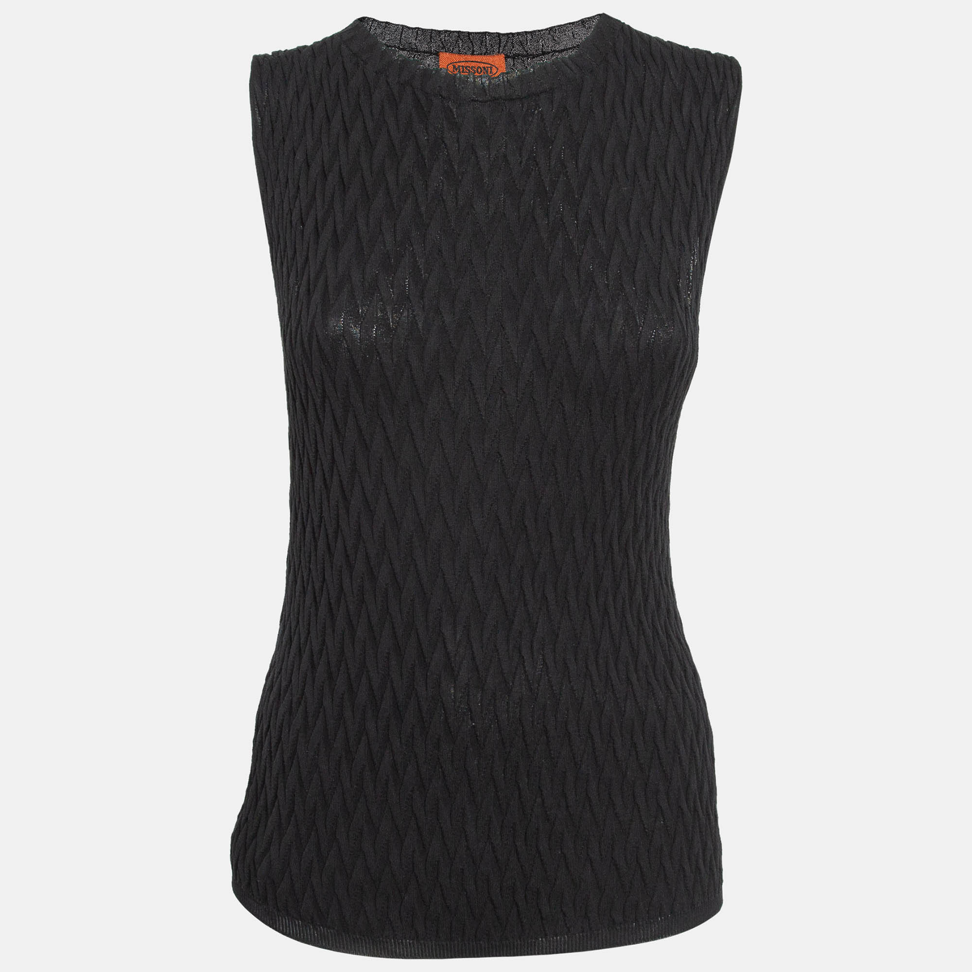 Pre Owned Missoni Black Textured Knit Tank Top M