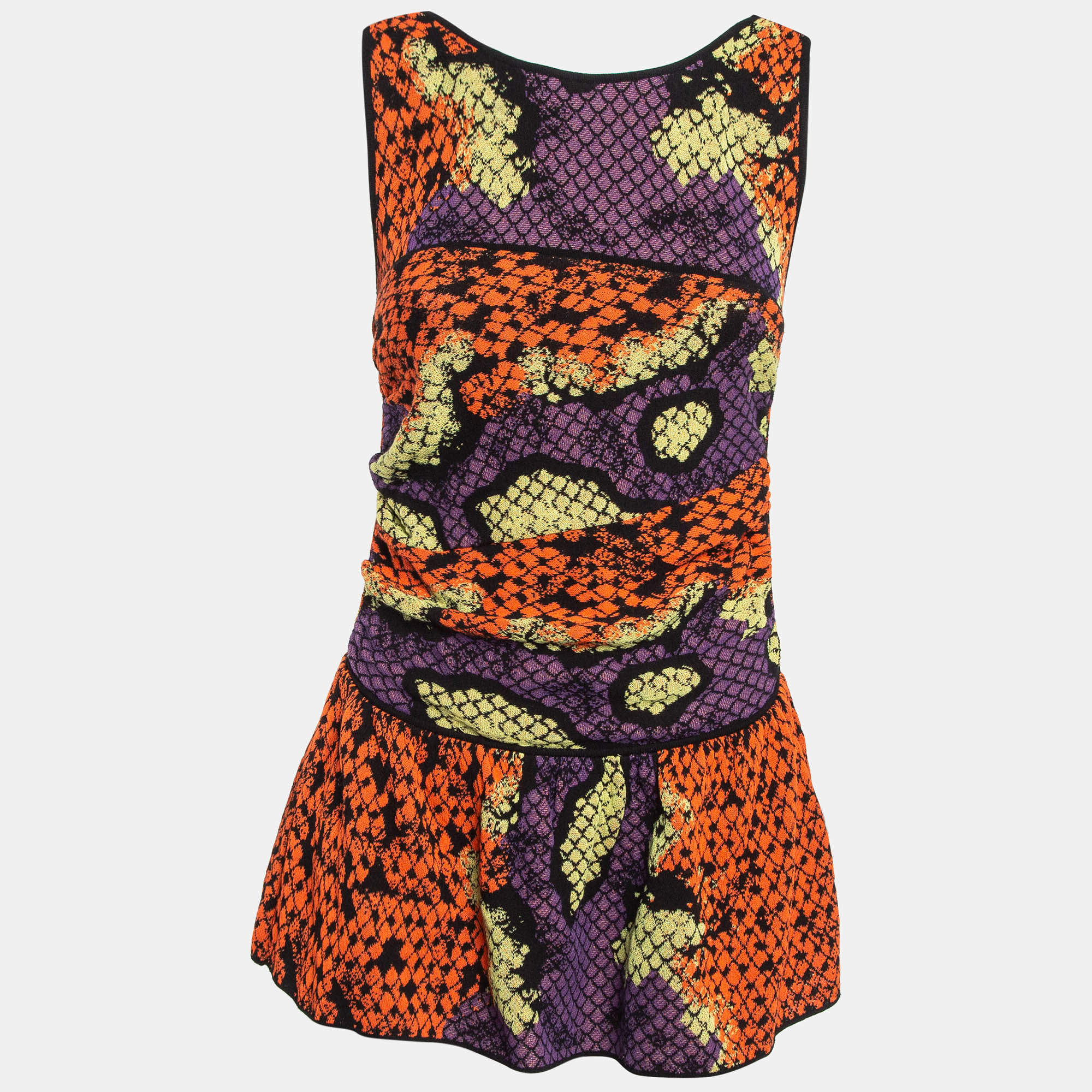 Pre Owned M Missoni Multicolor Patterned Knit Sleeveless Tunic M