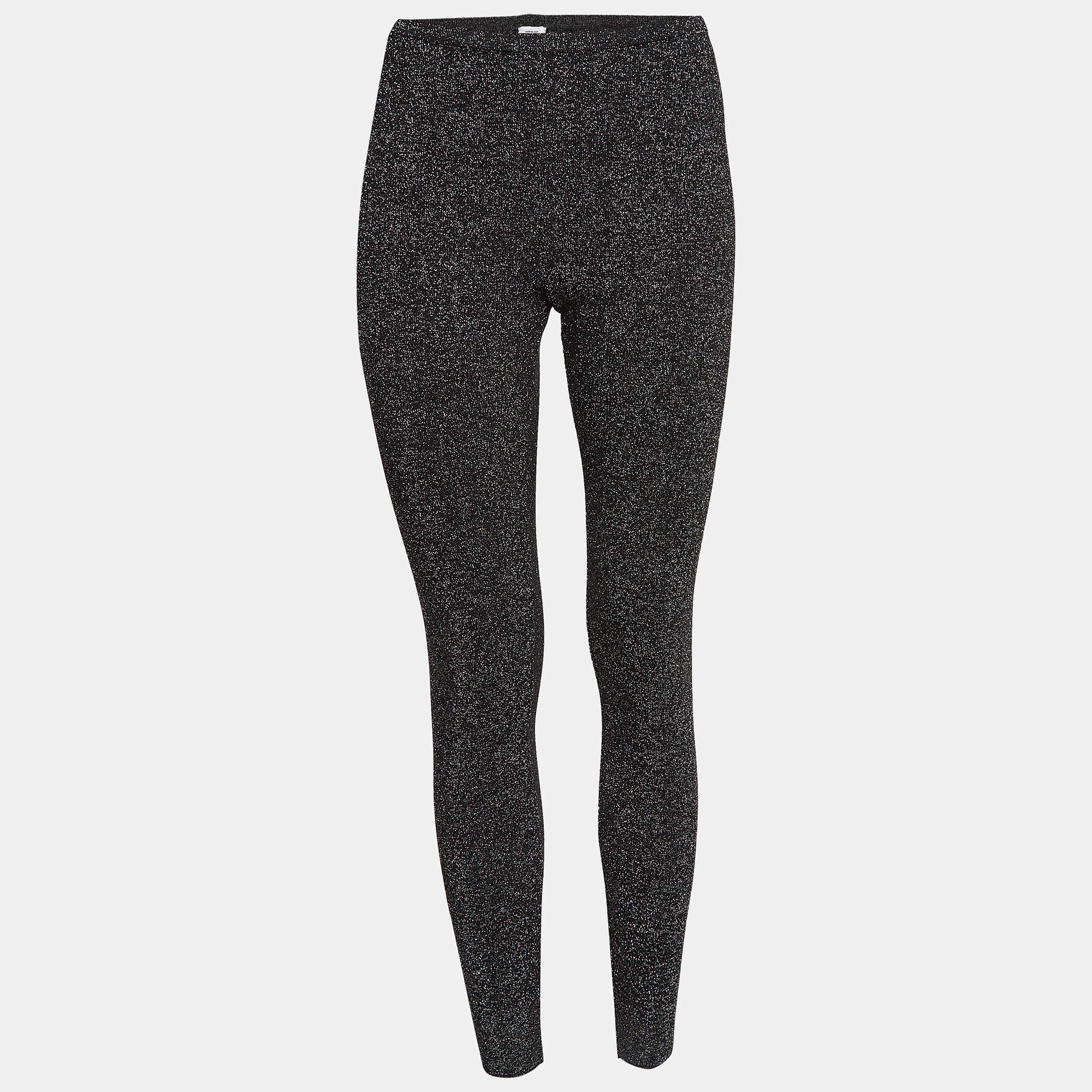 Pre Owned M Missoni Black Lurex Knit Leggings M