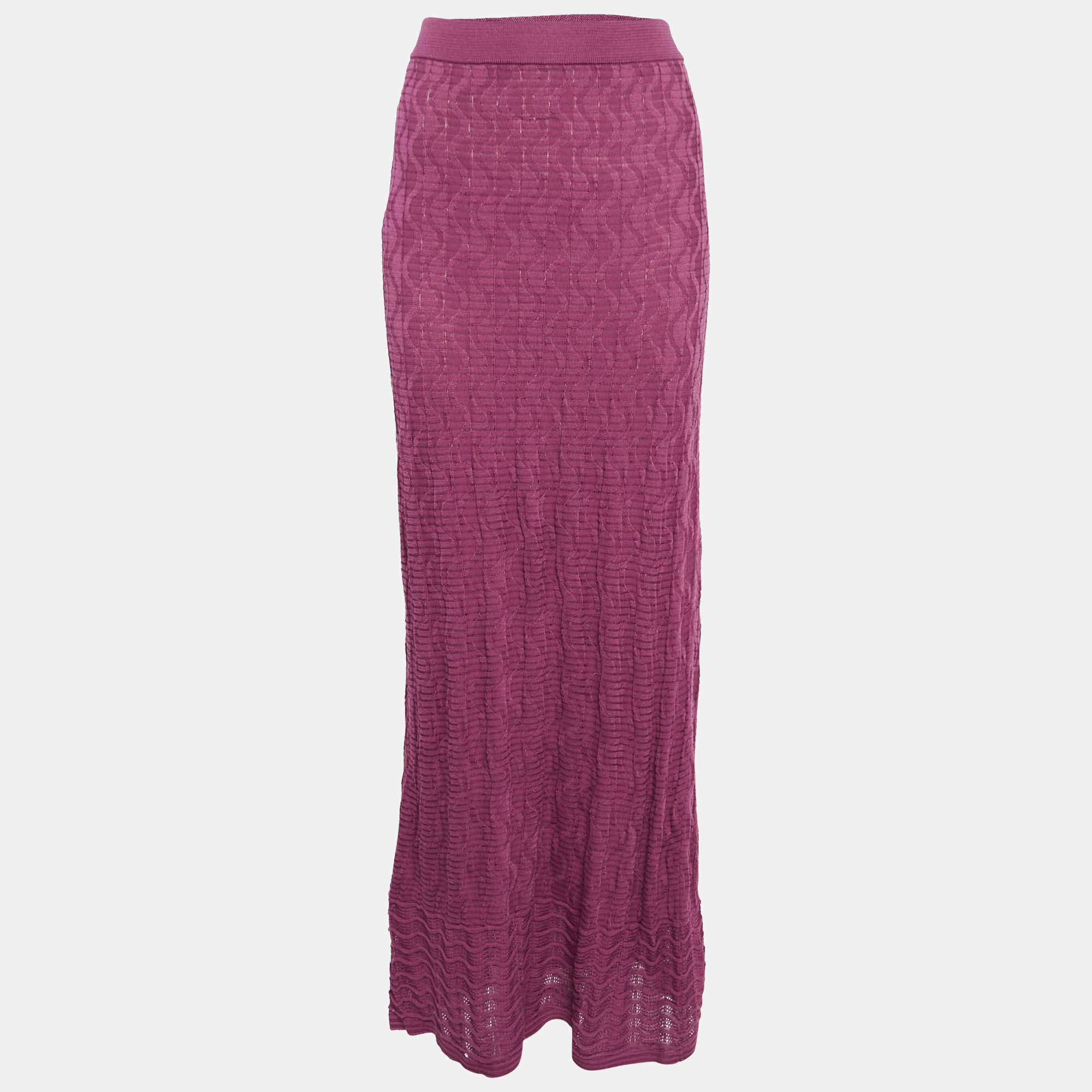 Pre Owned M Missoni Pink Patterned Knit Maxi Skirt S