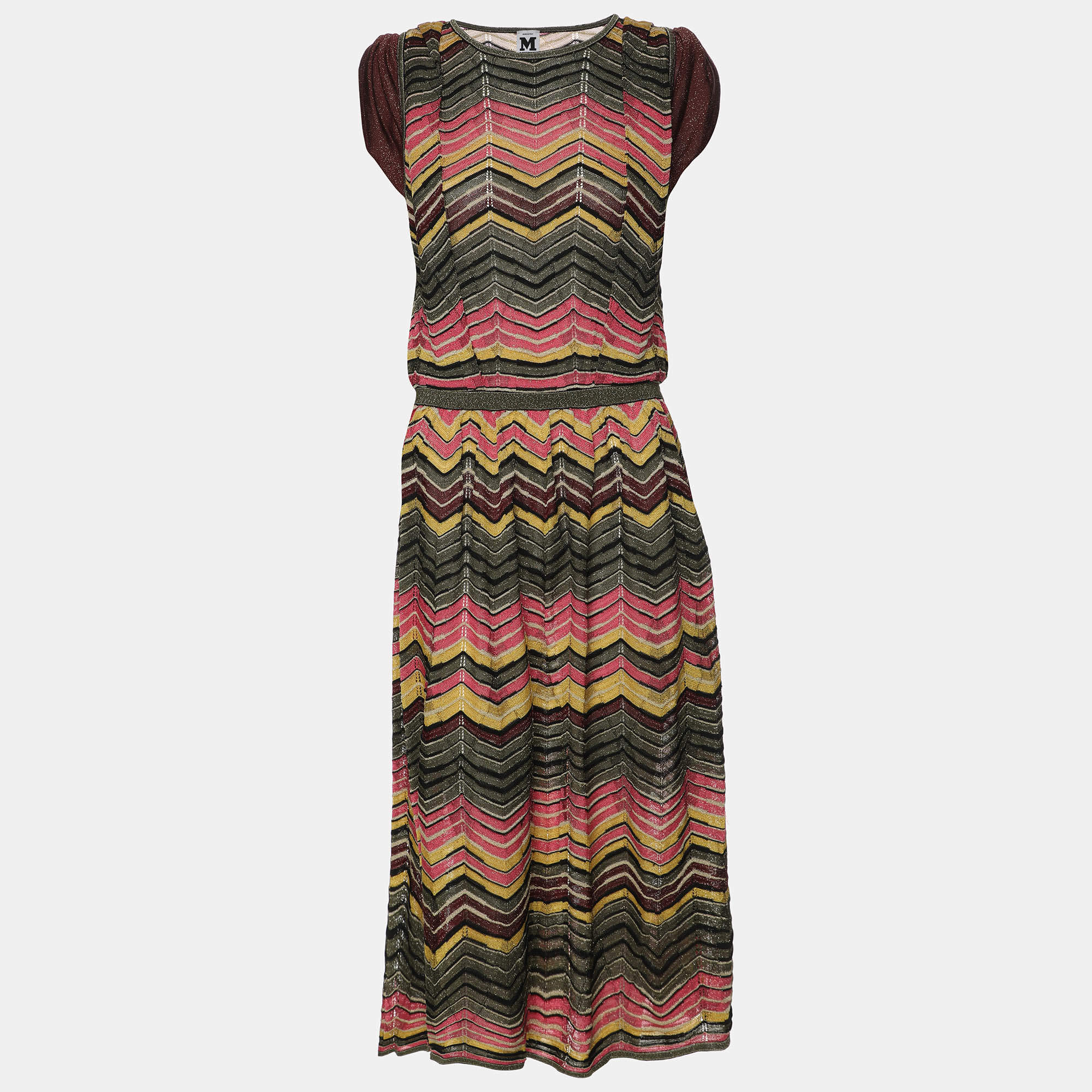 Pre Owned M Missoni Multicolor Knit Fabric Midi Dress M