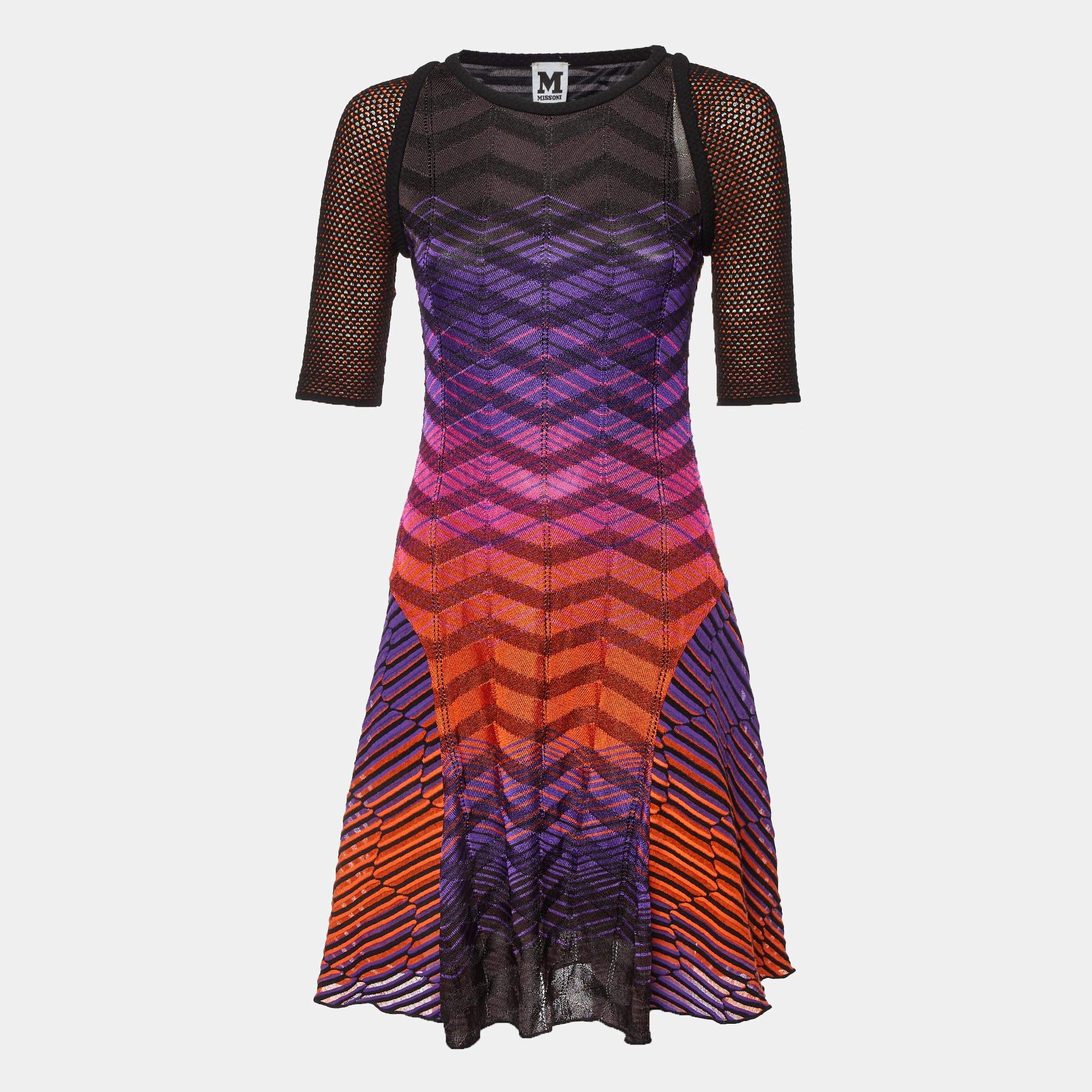 Pre Owned M Missoni Multicolor Pattered Jersey Midi Dress M