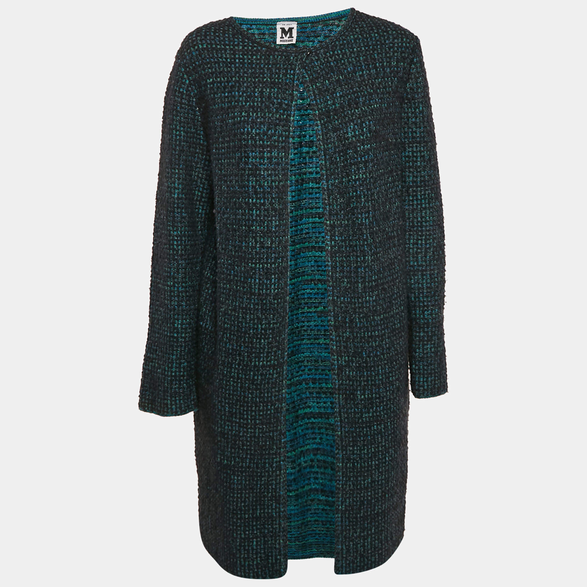 مملوكة مسبقًا M Missoni Multicolor Patterned Knit Long Cardigan M