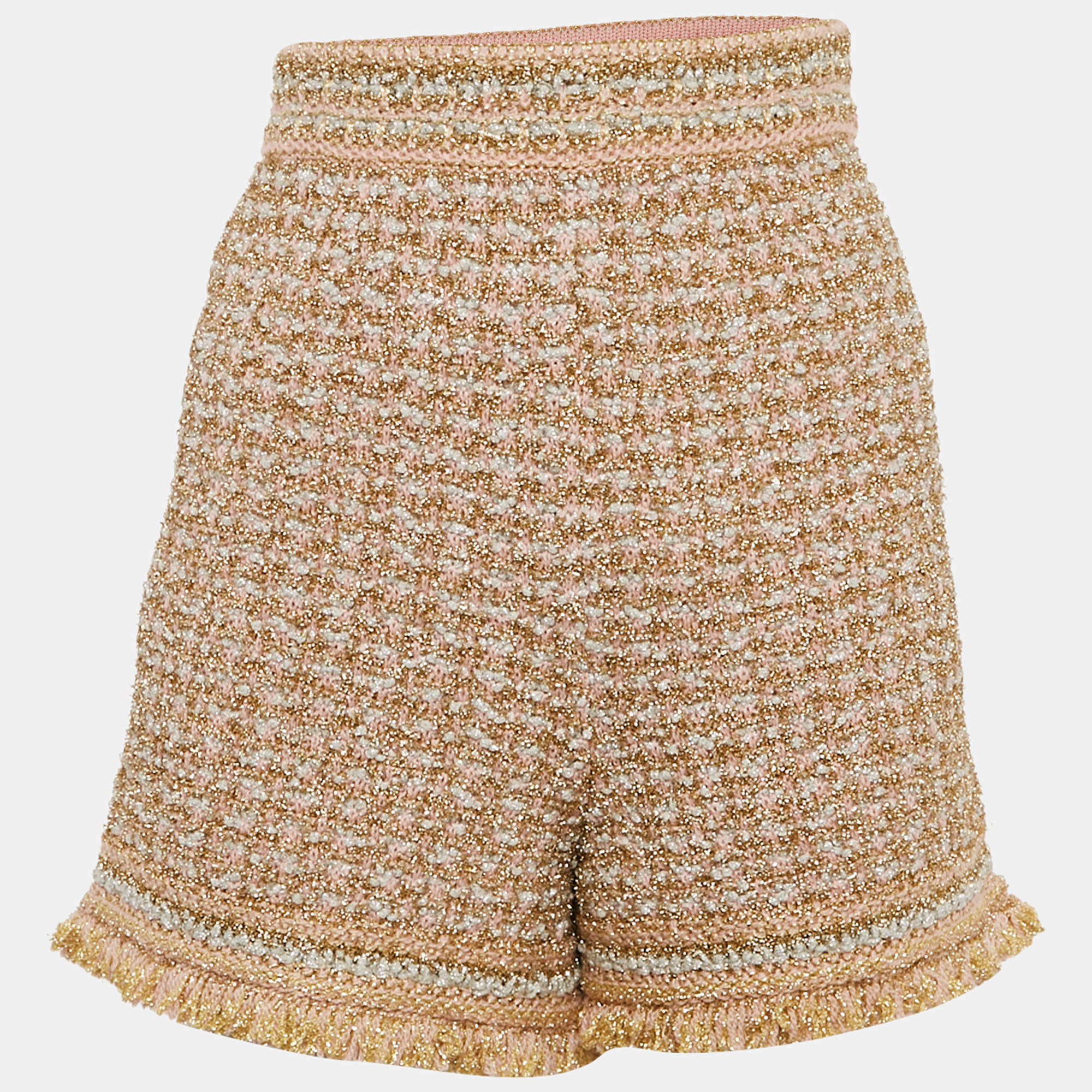 Pre Owned M Missoni Gold/Pink Lurex Tweed Shirt S