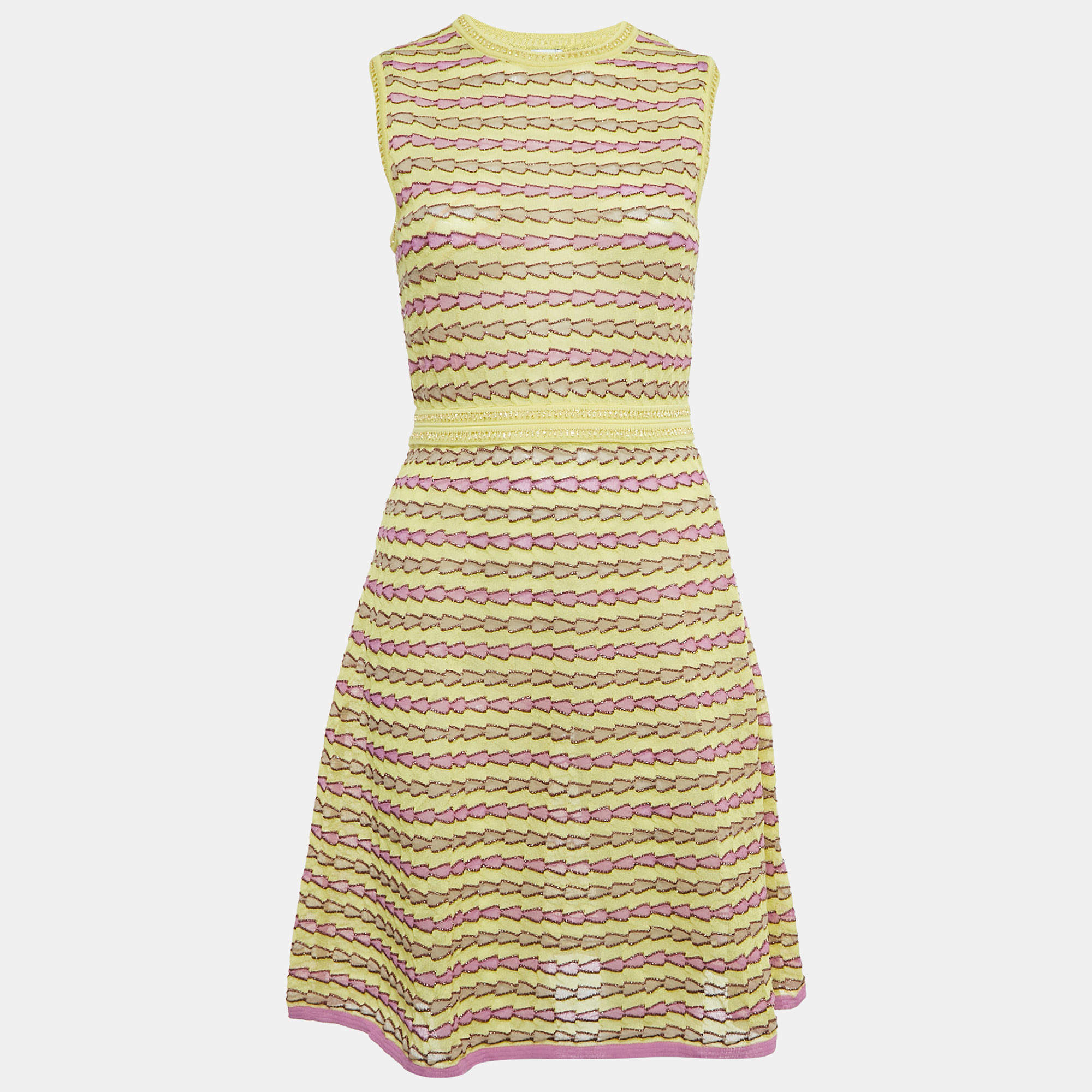M Missoni Multicolor Patterned Lurex Knit Sleeveless Short Dress M