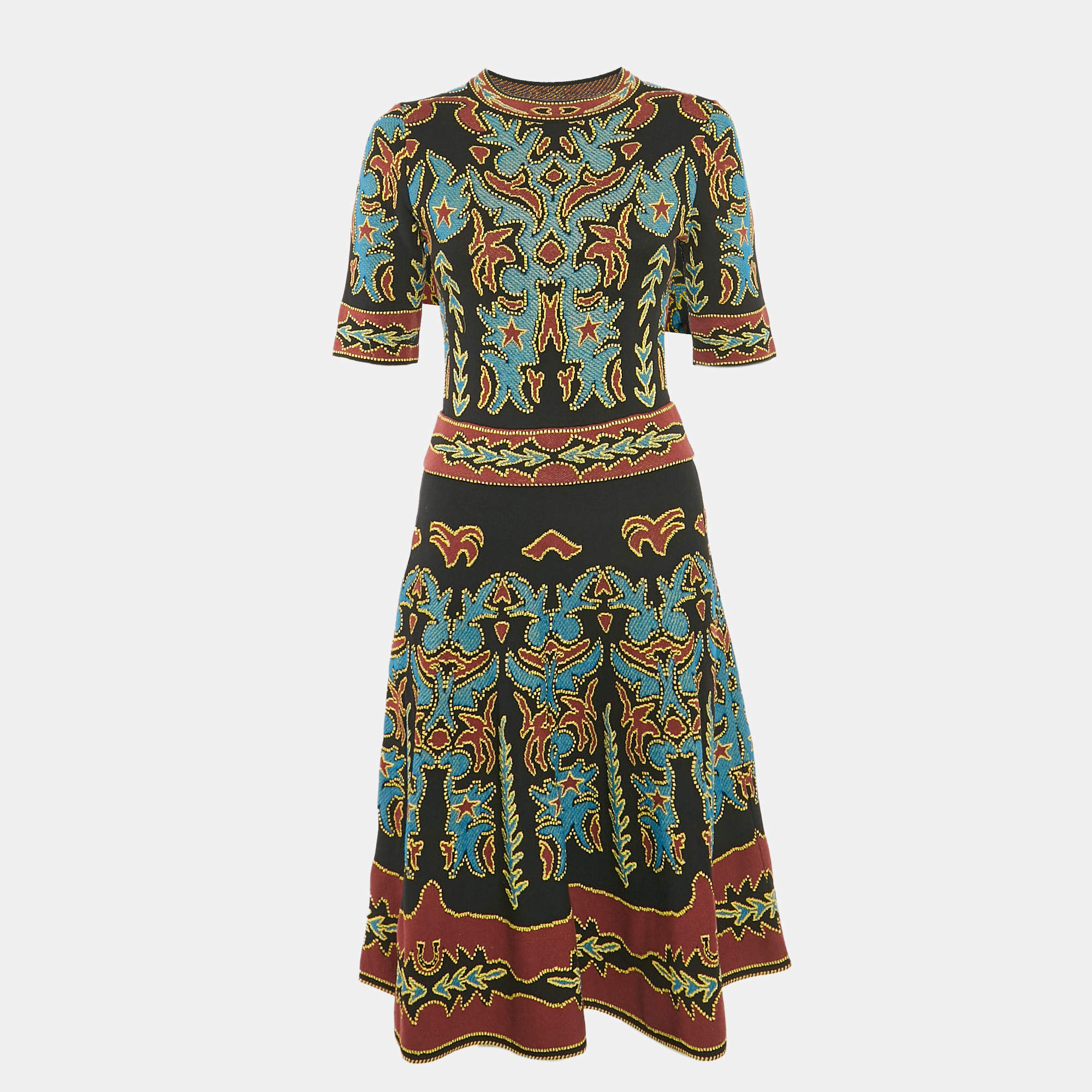 Pre Owned M Missoni Multicolor Patterned Knit Midi Dress M