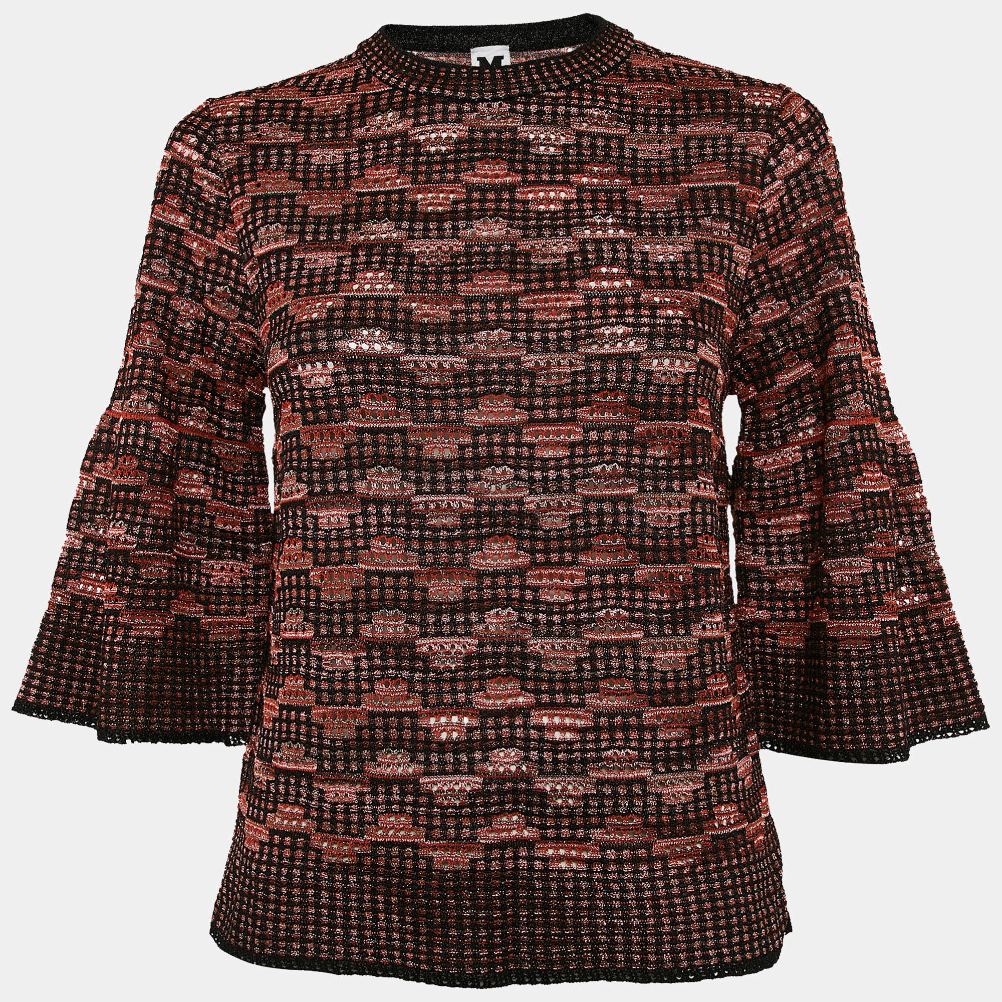 M Missoni Black/Multicolor Pinhole Pattern Knit Sweater Top S