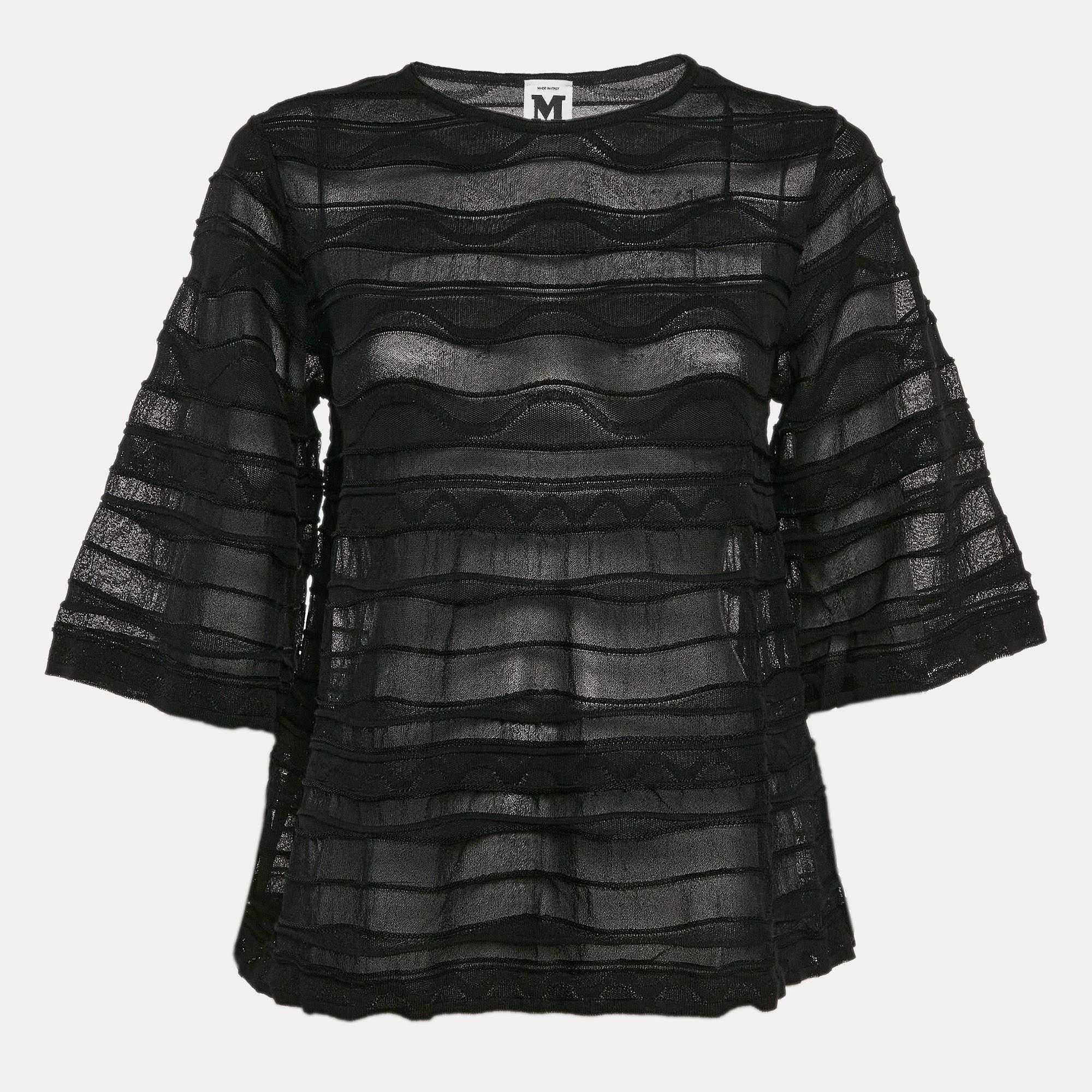 Pre Owned M Missoni Black Patterned Knit Long Sleeve Top M