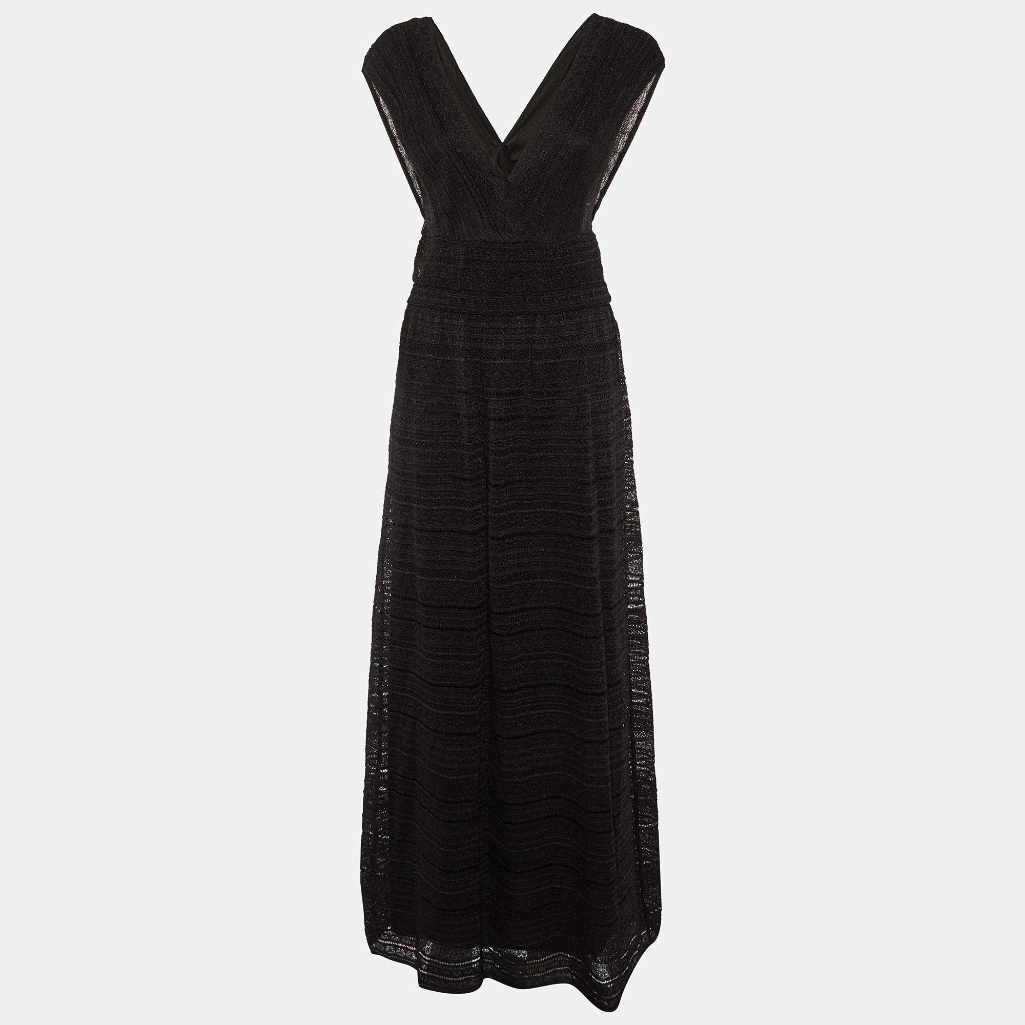 M Missoni Black Lurex Knit Sleeveless Maxi Dress M