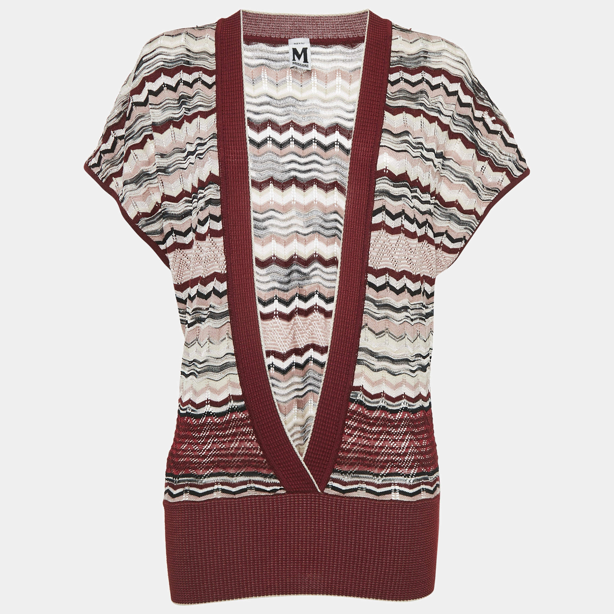 M Missoni Patterned Knit Wool Blend Top S