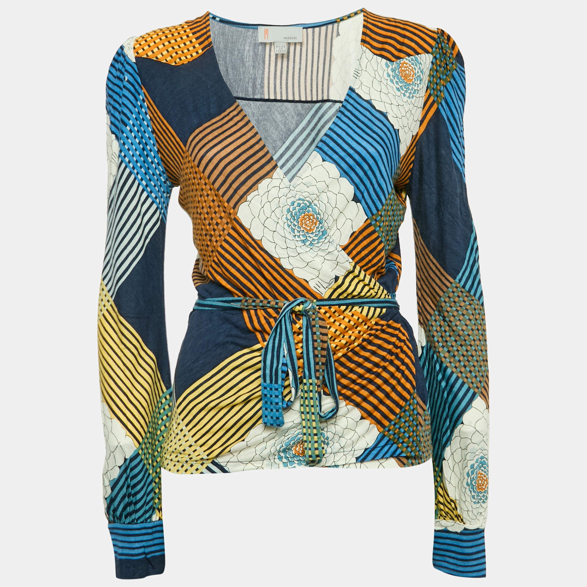 M Missoni Multicolor Printed Knit Wrap Top L