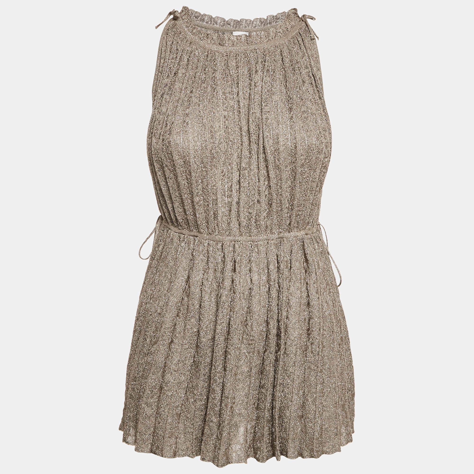 Pre Owned M Missoni Metallic Lurex Knit Sleeveless Top L