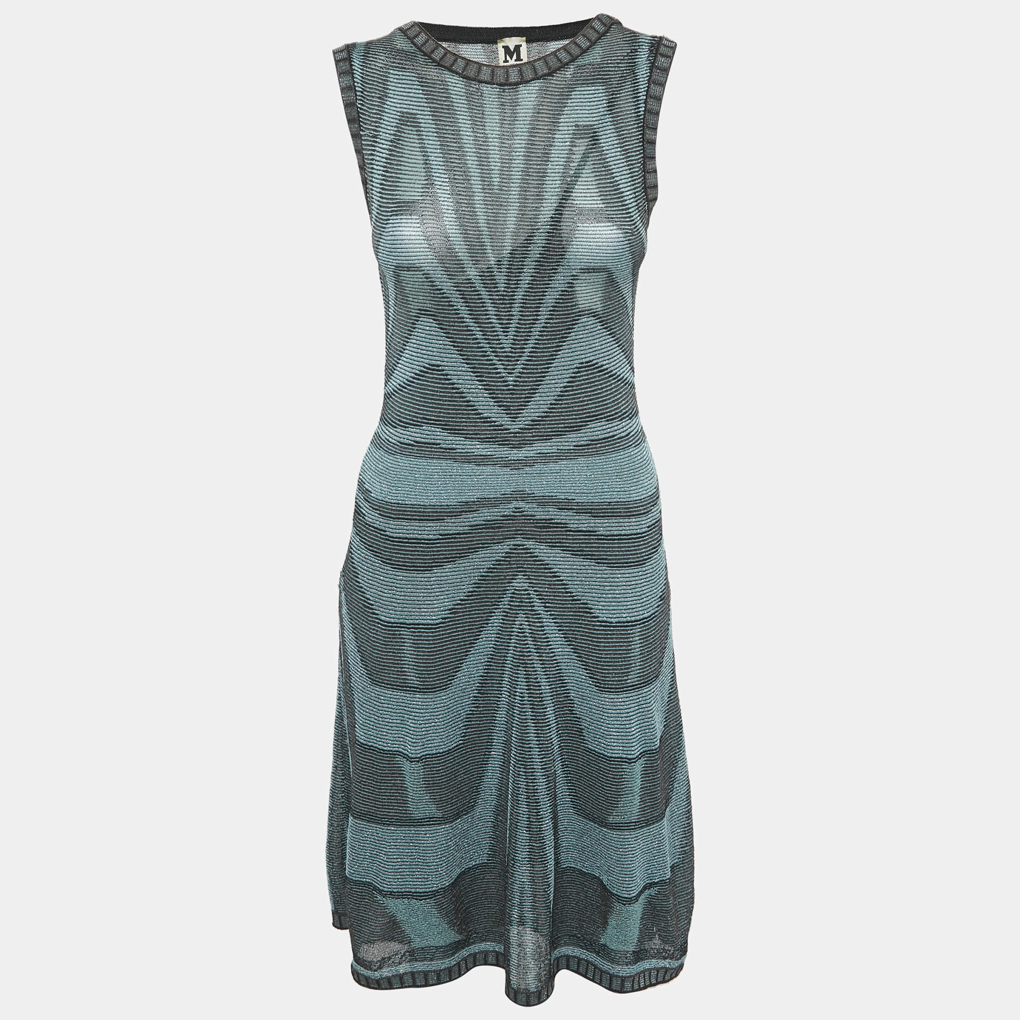 M Missoni Blue Lurex Knit Short Dress S