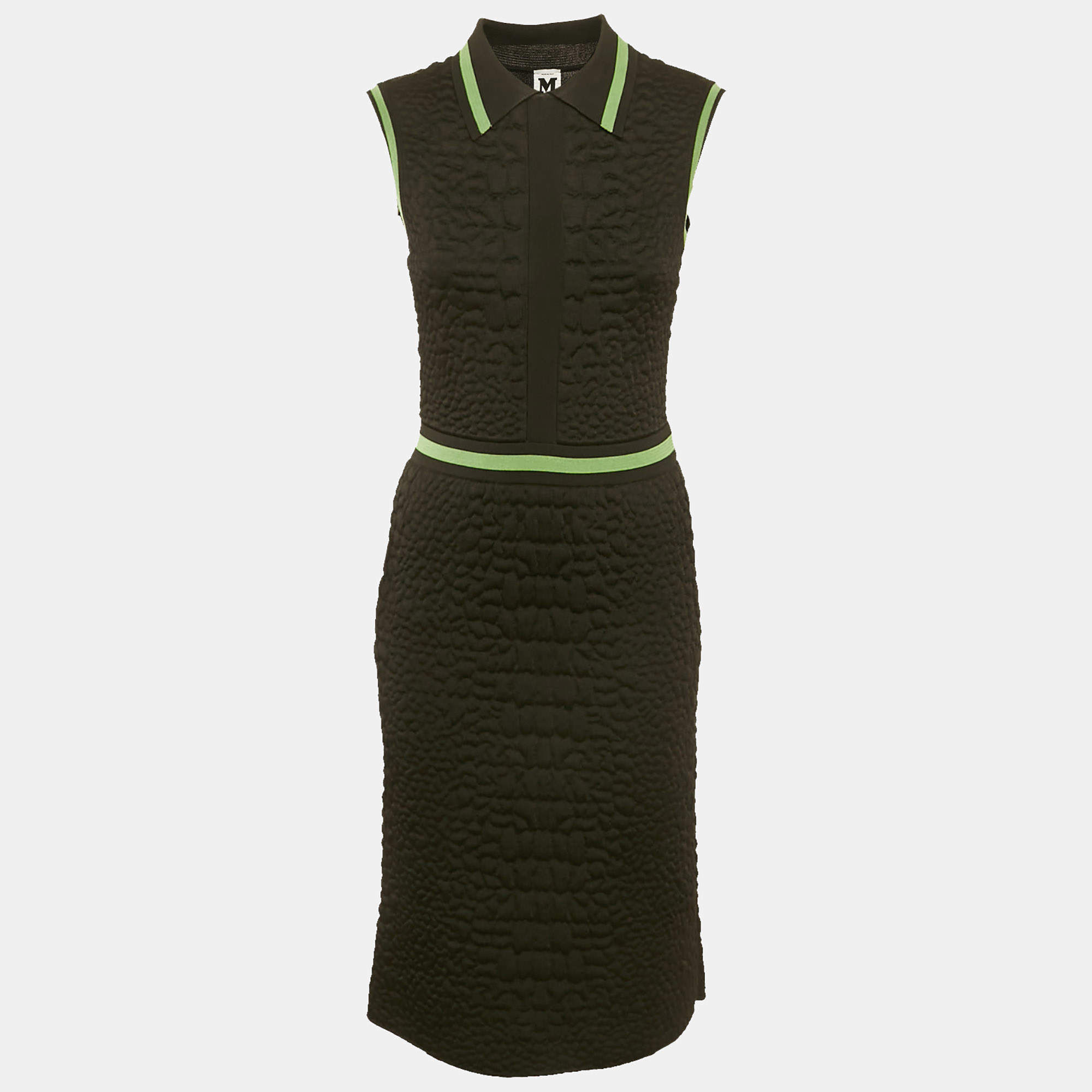 Pre Owned M Missoni Black Textured Knit Sleeveless Midi Dress M