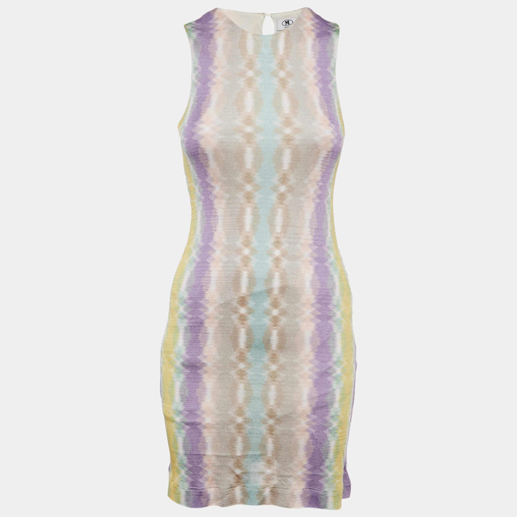 Pre Owned M Missoni Multicolor Patterned Knit Short Dress XS