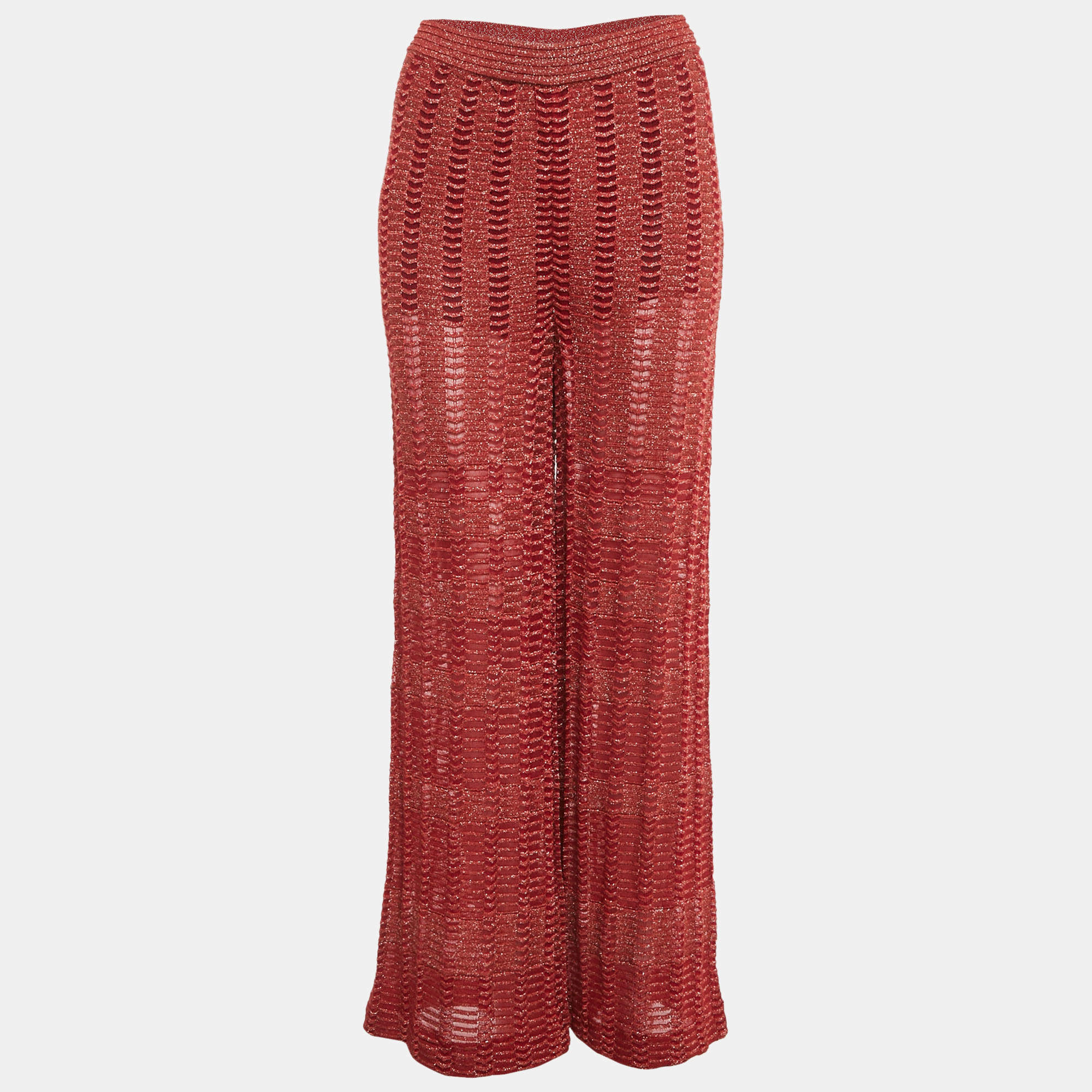 Pre Owned M Missoni Red Lurex Knit Pants M