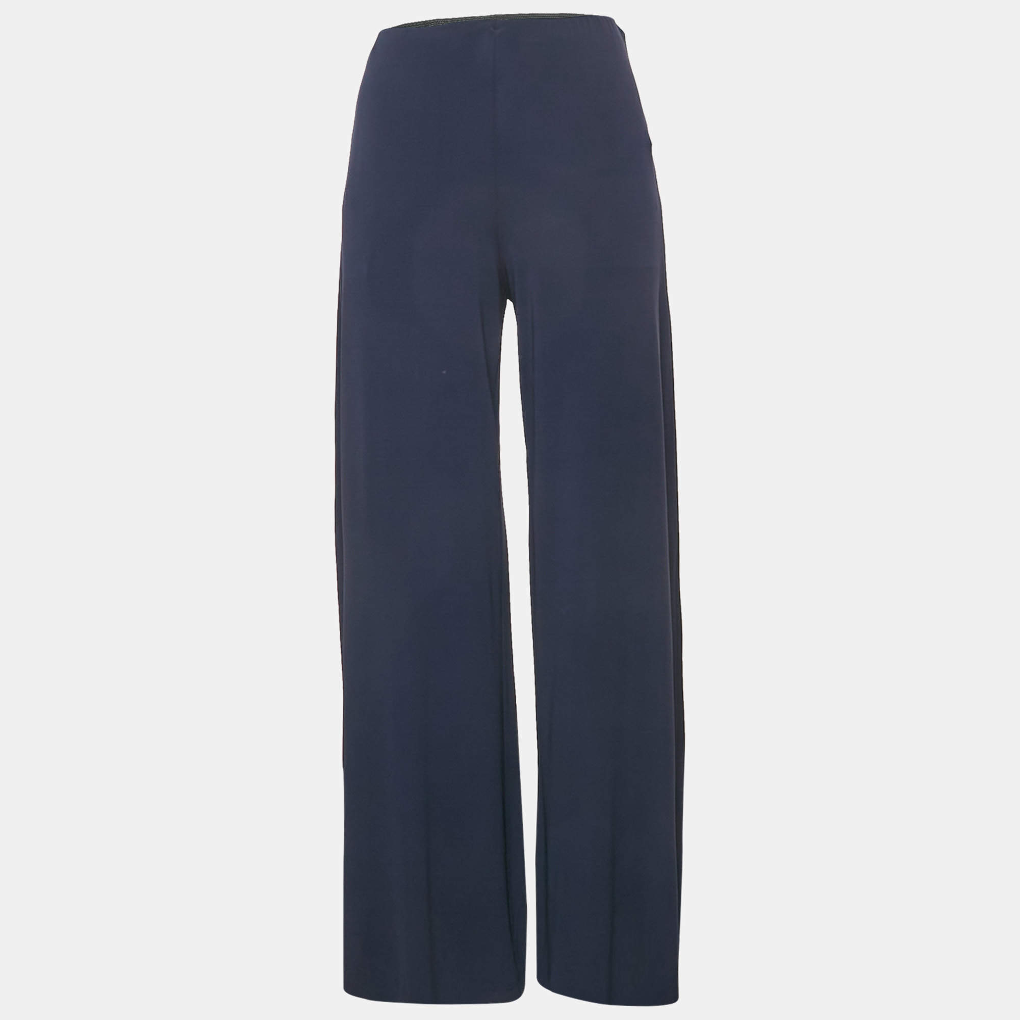 Pre Owned M Missoni Blue Jersey Wide Leg Trousers S