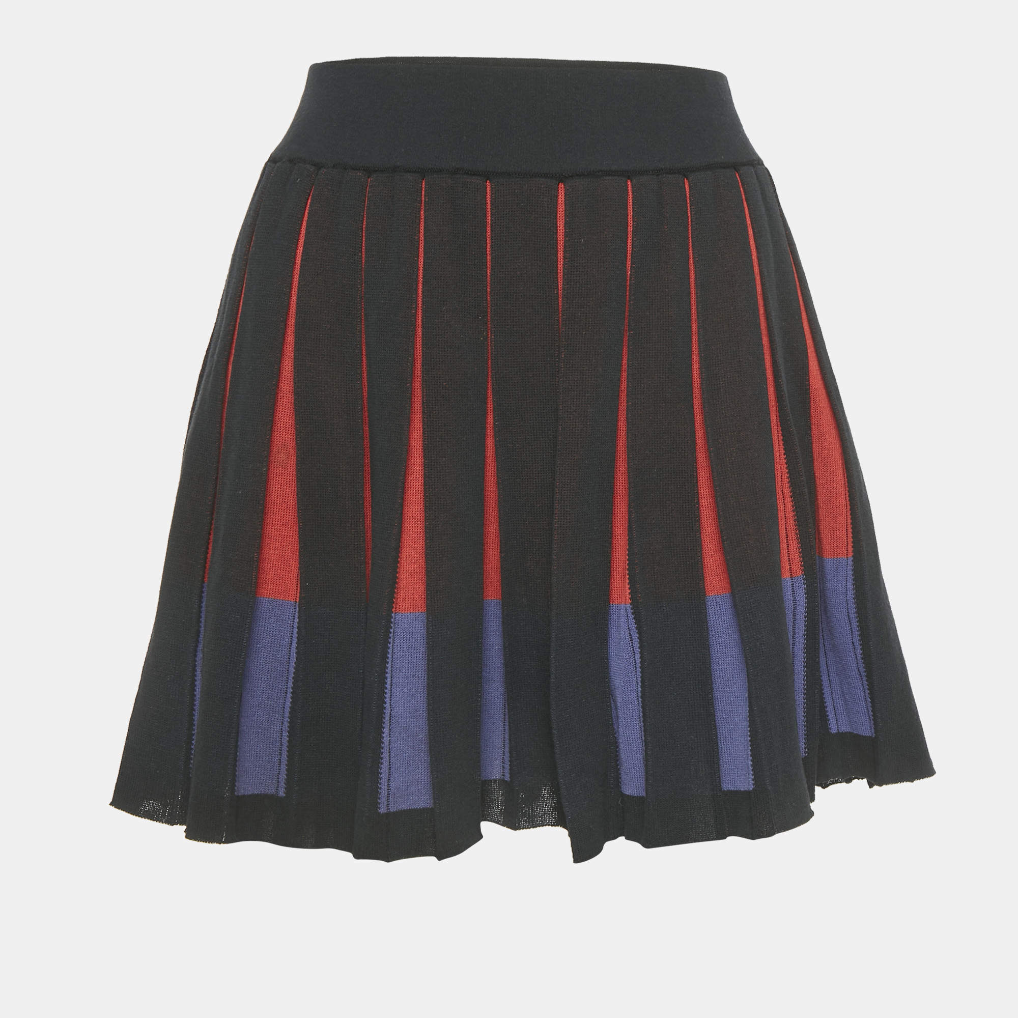 Pre Owned M Missoni Multicolor Knit Pleated Mini Skirt M