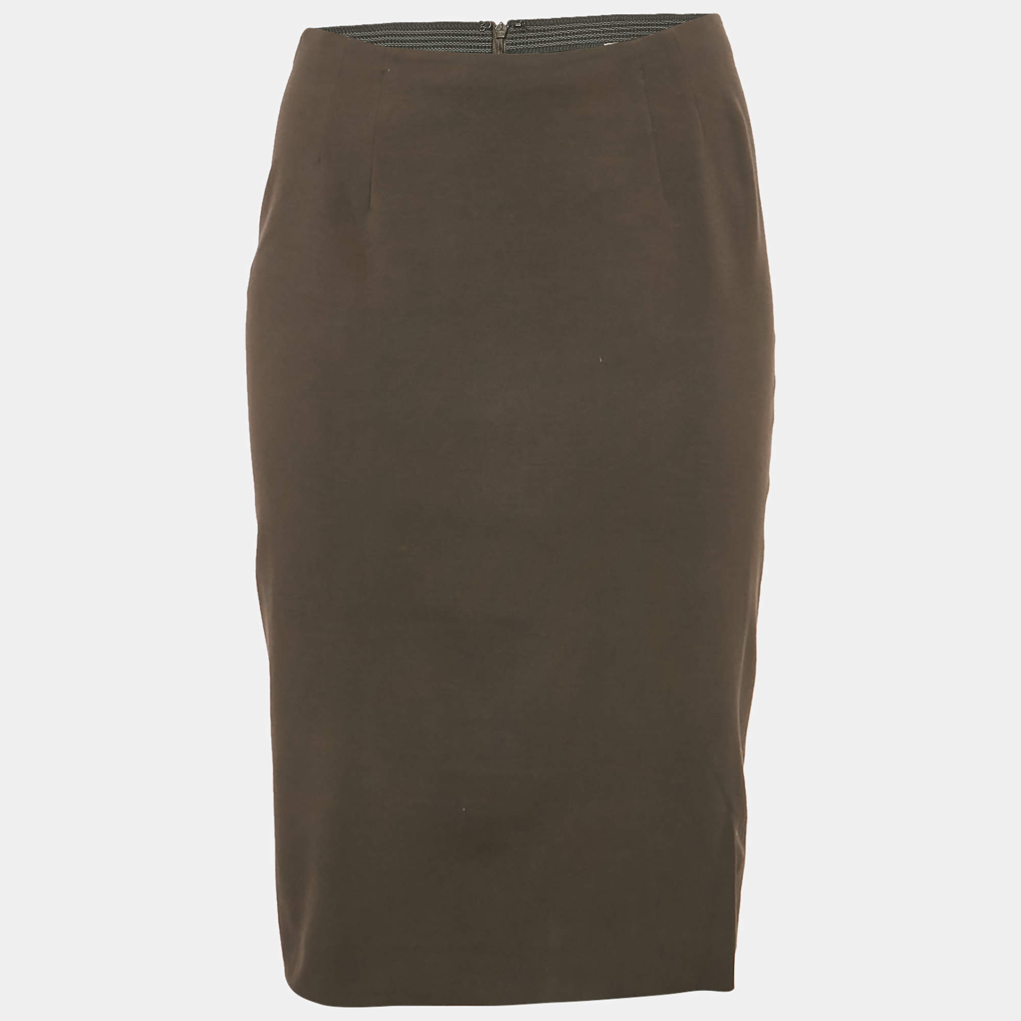 Pre Owned M Missoni Brown Jersey Pencil Skirt M
