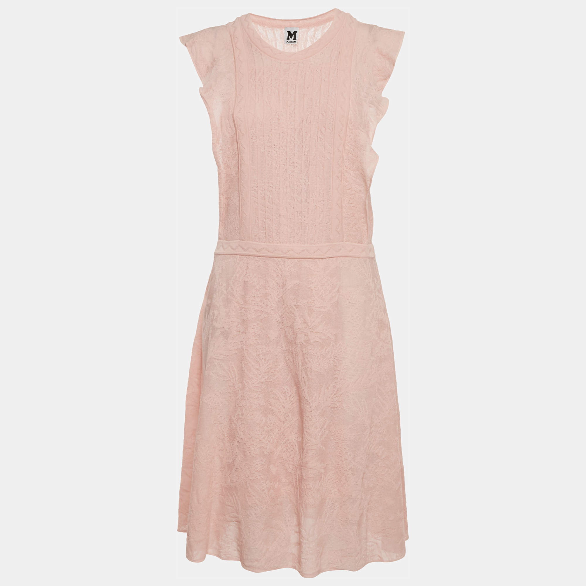 Pre Owned M Missoni Light Pink Knit Short Dress L