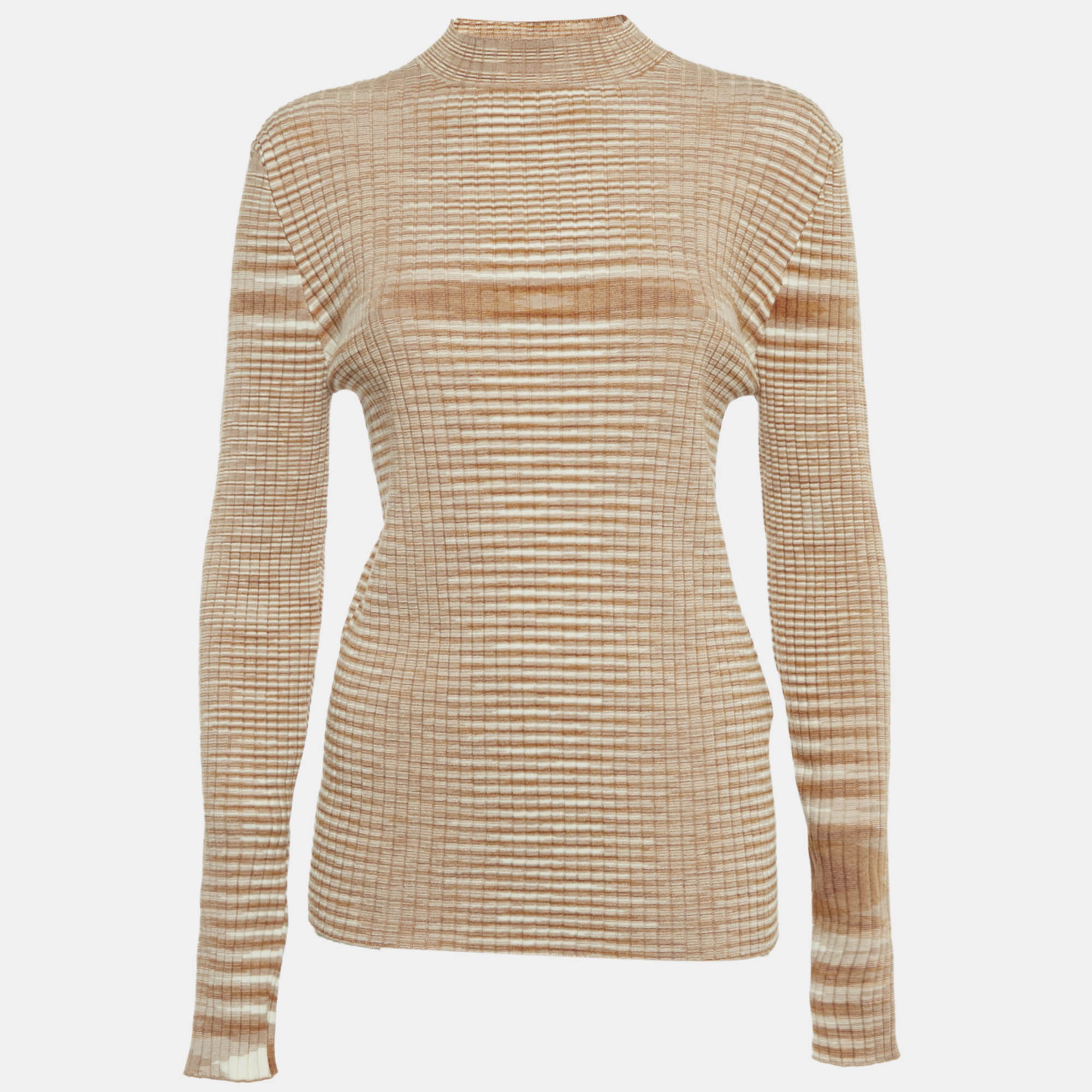 Pre Owned M Missoni Brown Rib Knit Turtle Neck Sweater M