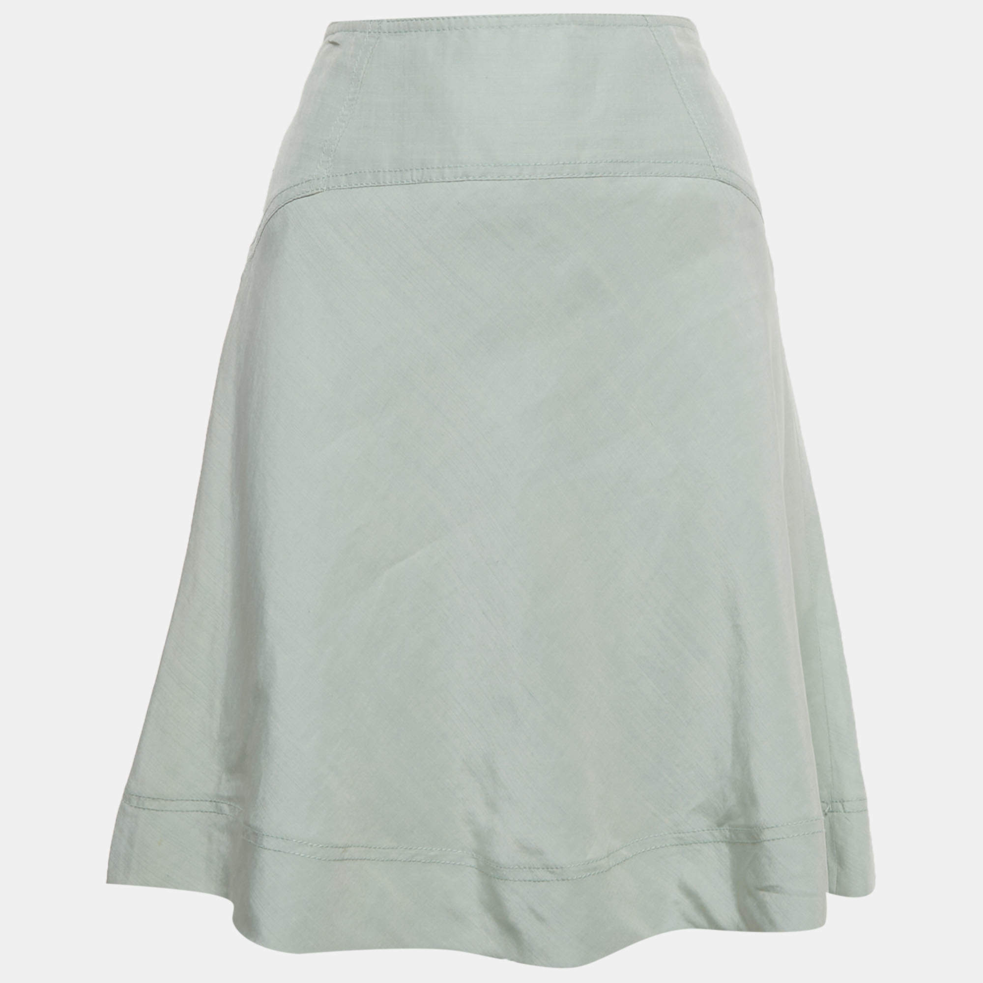 Pre Owned M Missoni Mint Green Ramie & Silk Mini Skirt M