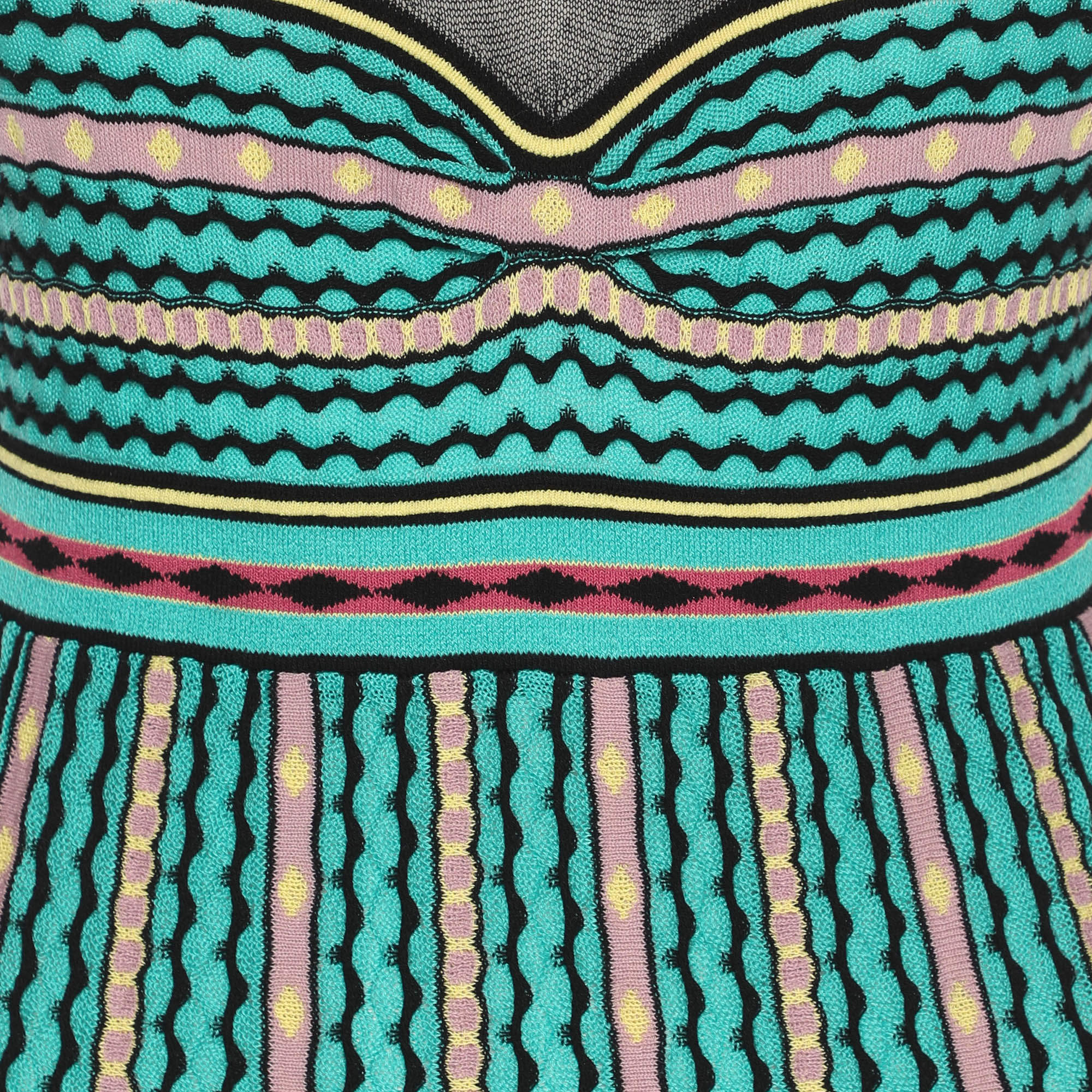 Pre Owned M Missoni Multicolor Stretch Knit Sleeveless Midi Dresses S