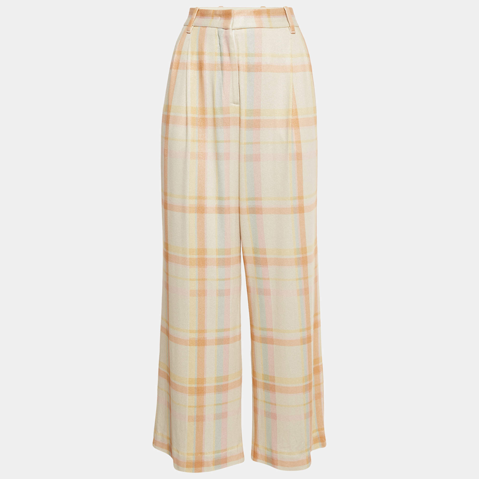 Pre Owned M Missoni Multicolor Checks Lurex Wide-Leg Pants M