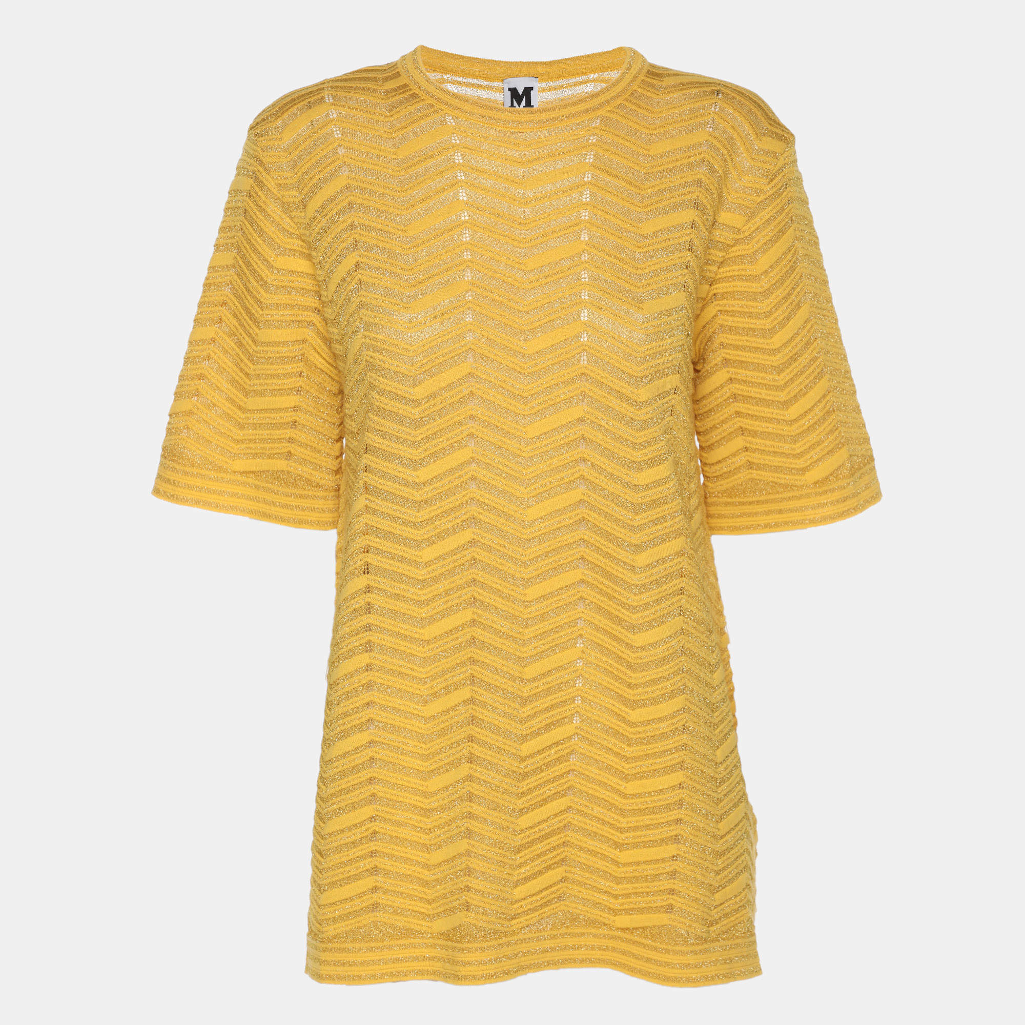Pre Owned M Missoni Yellow Lurex Knit Top M