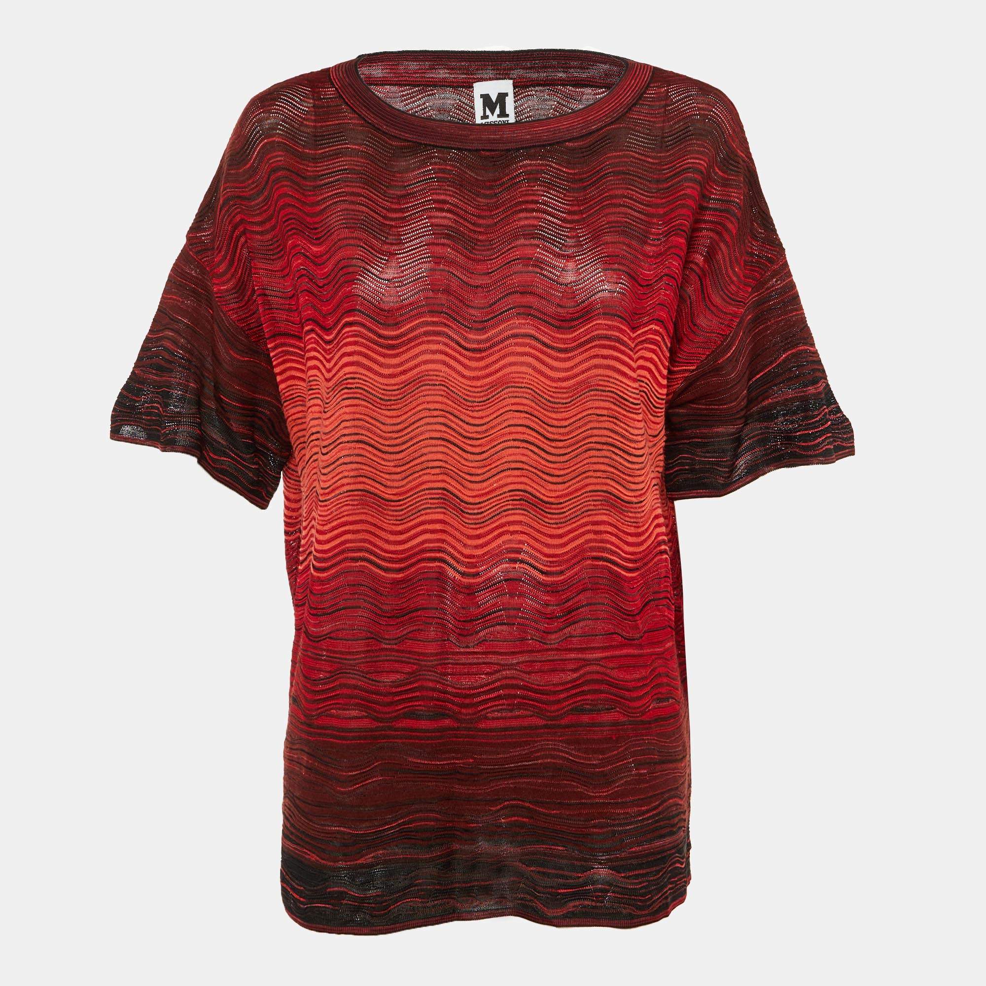 Pre Owned M Missoni Multicolor Patterned Knit Top M