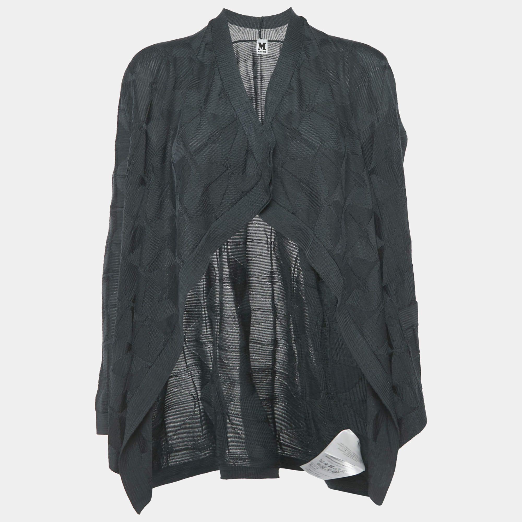 Pre Owned سترة مفتوحة محبوكة من صوف إيم ميزوني بنمط أسود مقاس صغير - سمول