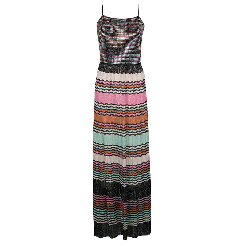 M Missoni Multicolor Lurex Knit Sleeveless Maxi Dress M