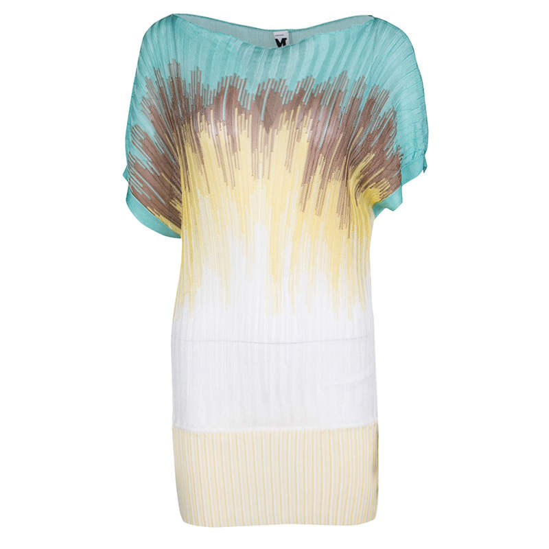 Pre Owned توب أم ميزوني تريكو مضلع متعدد الألوان رقبة سابرينا L