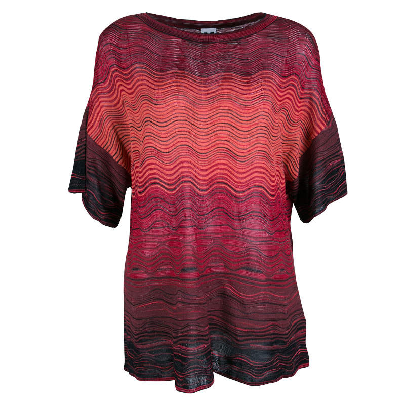 Pre Owned M Missoni Multicolor Wave Pattern Knit Oversized Top S