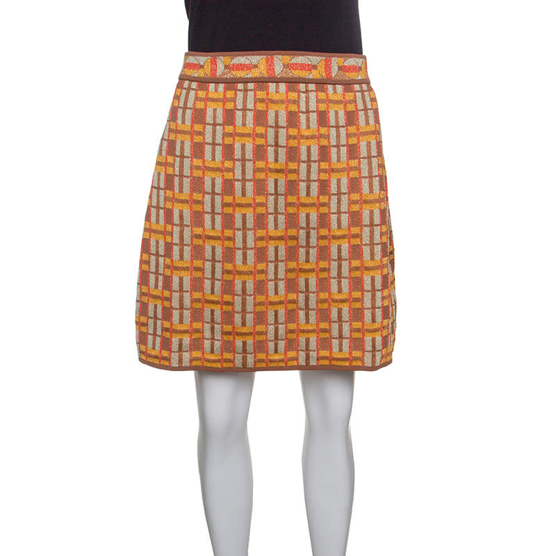 Pre Owned M Missoni Multicolor Lattice Knit A Line Mini Skirt M