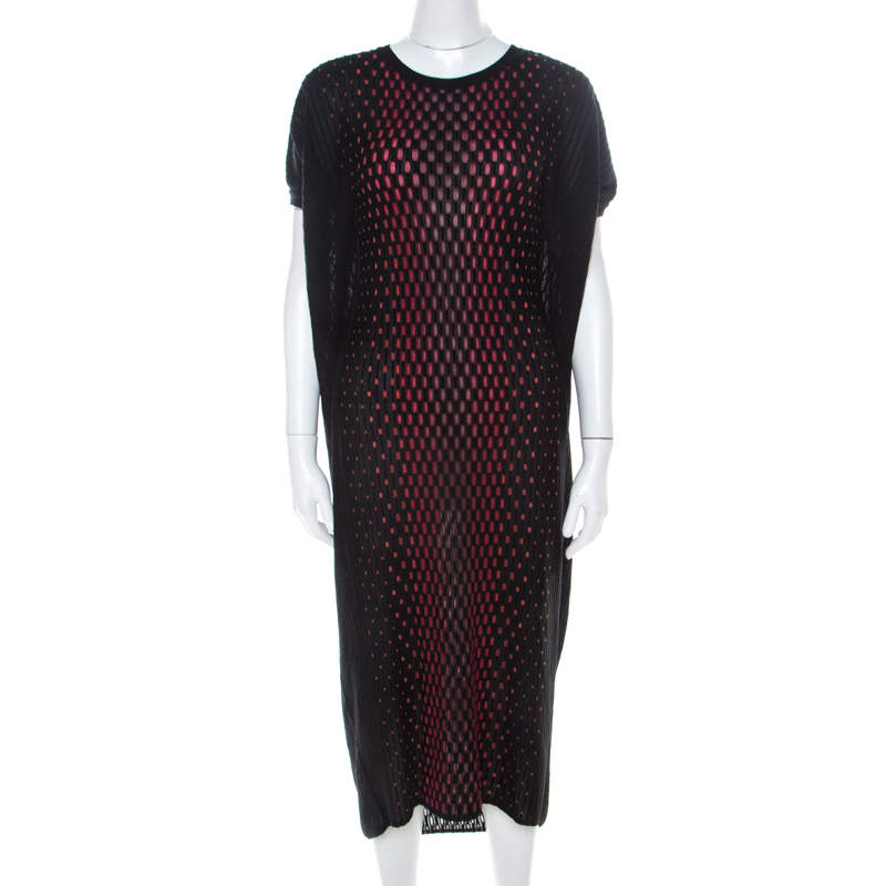 Pre Owned M Missoni Black Patterned Dobby Knit Oversized Dress XS