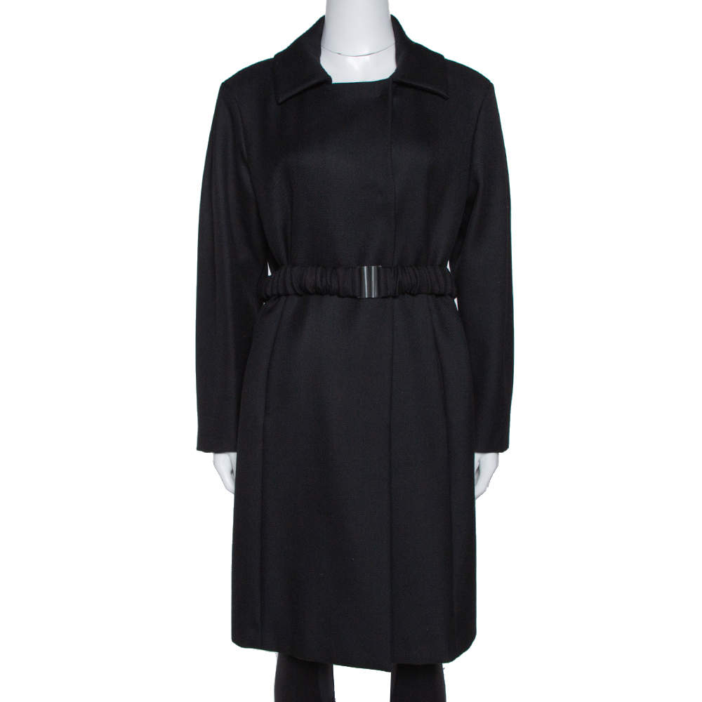 M Missoni Black Wool Double Breasted Belted Coat M