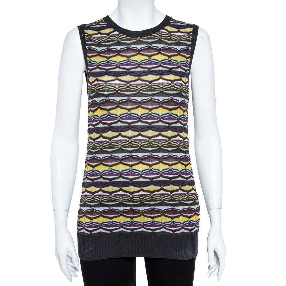 M Missoni Multicolor Patterned Knit Tank Top and Cardigan Set L