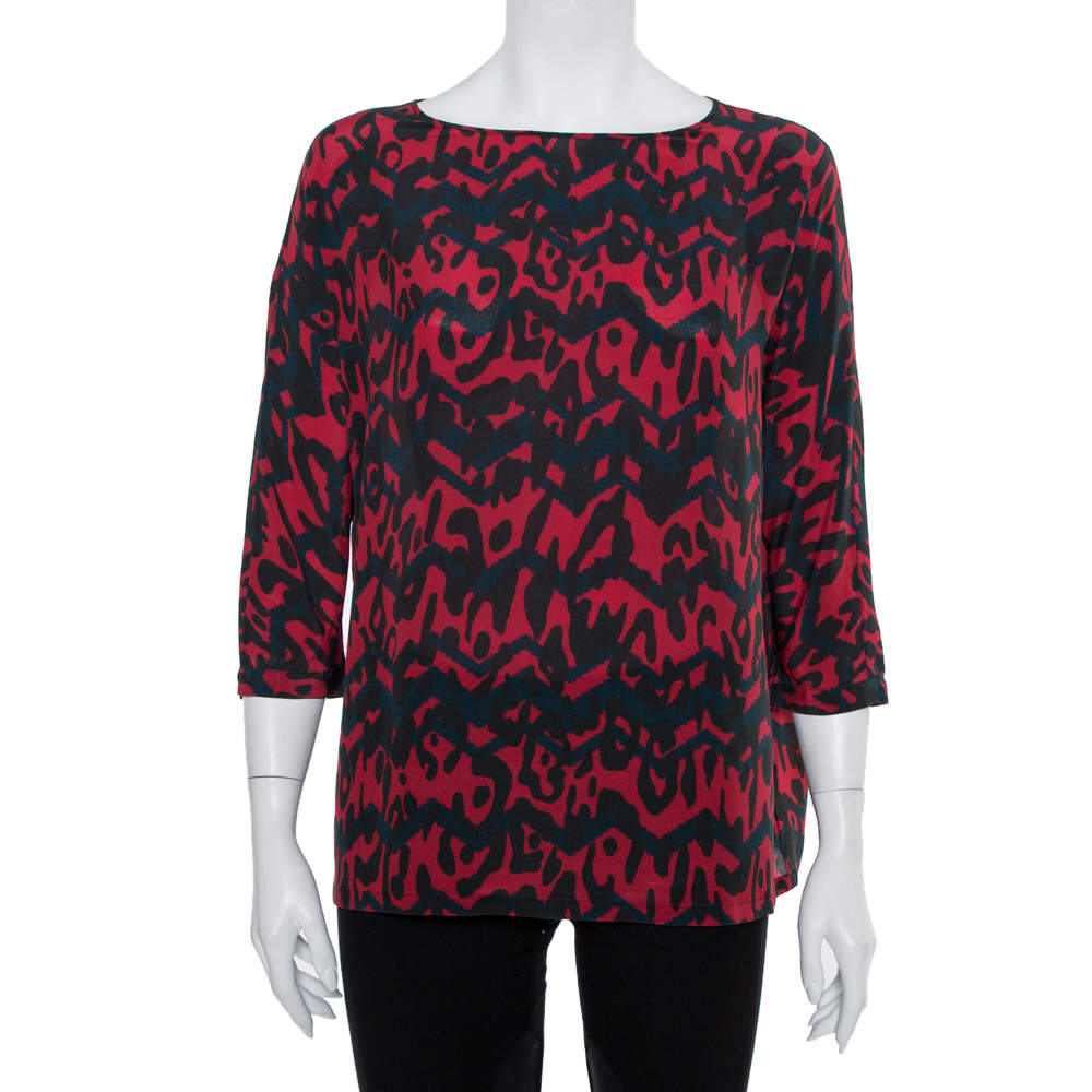 M Missoni Multicolor Printed Silk Oversized Top S