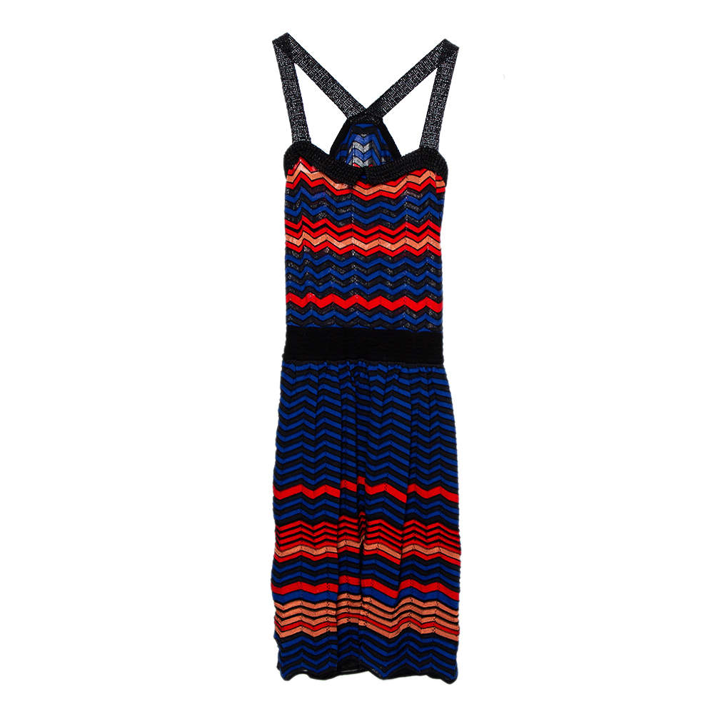 Pre Owned M Missoni Multicolor Patterned Knit Sleeveless Mini Dress S