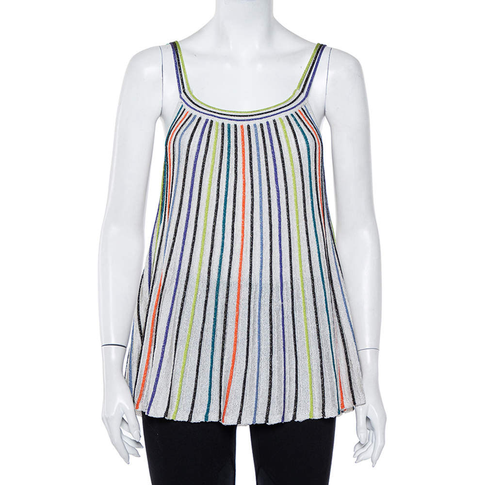 Pre Owned M Missoni Multicolor Striped Lurex Knit Tank Top M