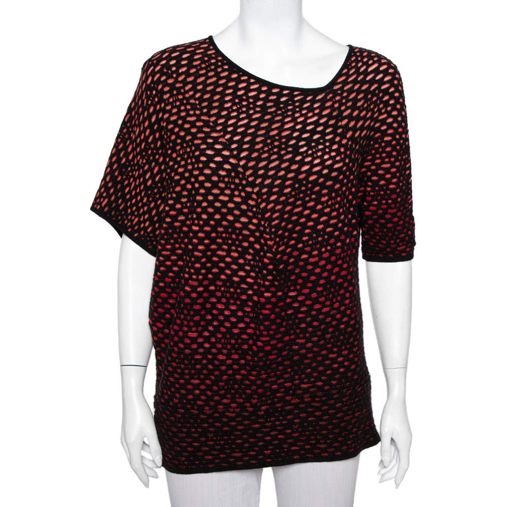 M Missoni Red & Back Jacquard Knit Top L