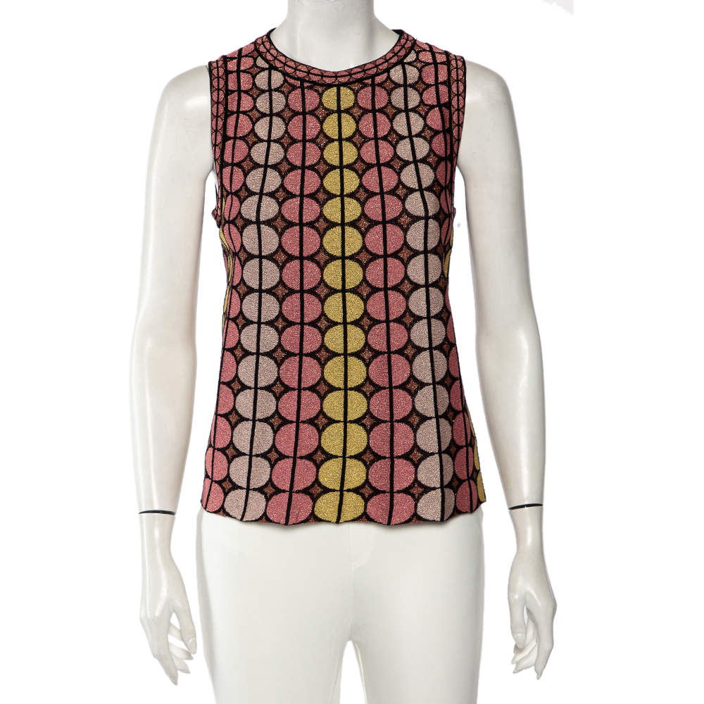 Pre Owned توب إم ميزوني تريكو لوريكس وردي نمط دوائر مقاس متوسط - ميديوم 